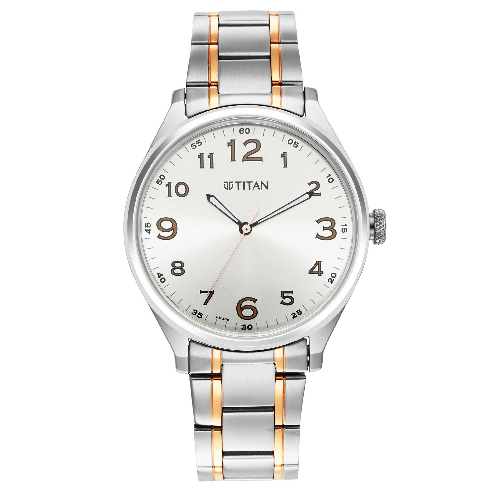 Titan Quartz Analog Silver White Dial Stainless Steel Strap Watch