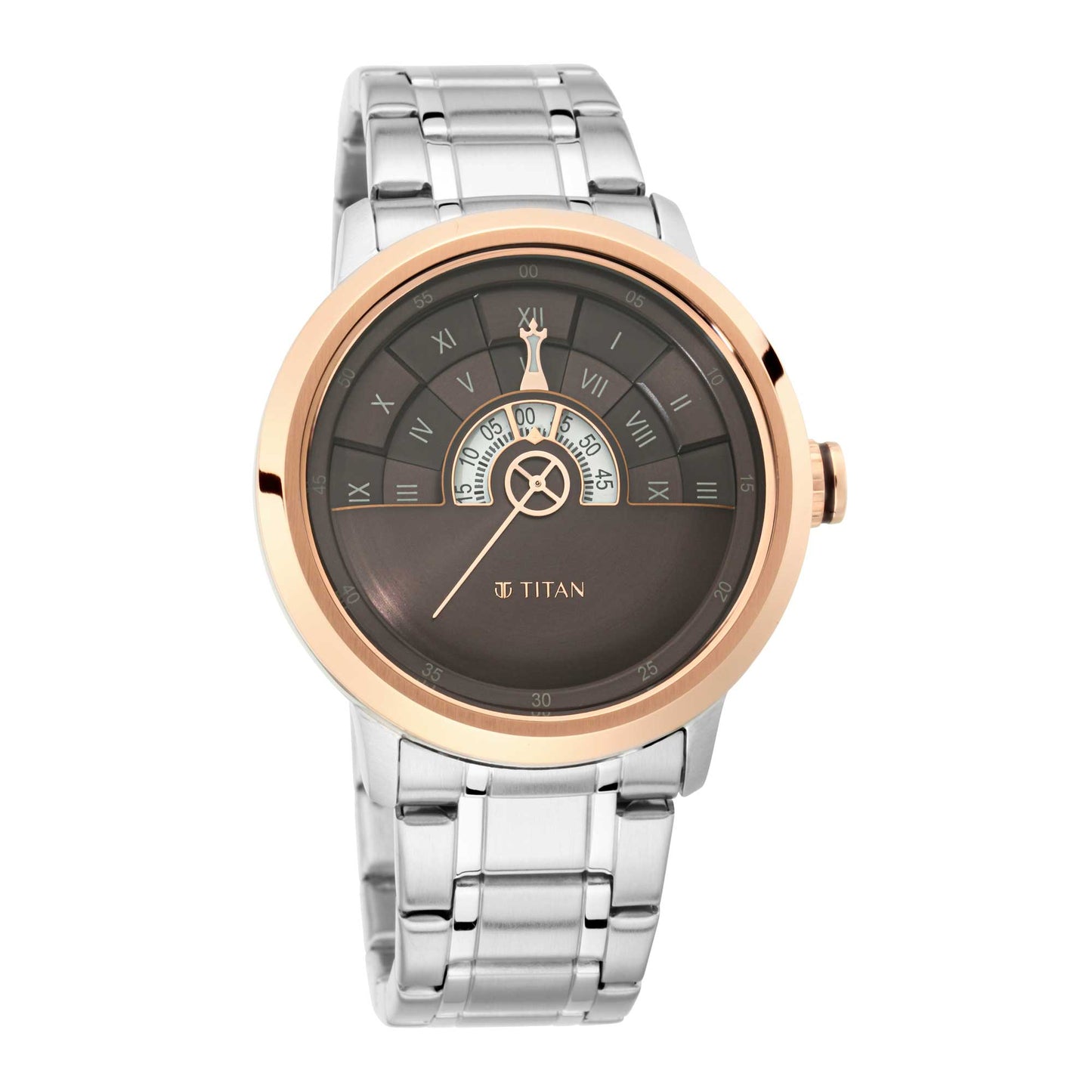 Titan Grandmaster Brown Dial Analog Stainless Steel Strap Watch for Men