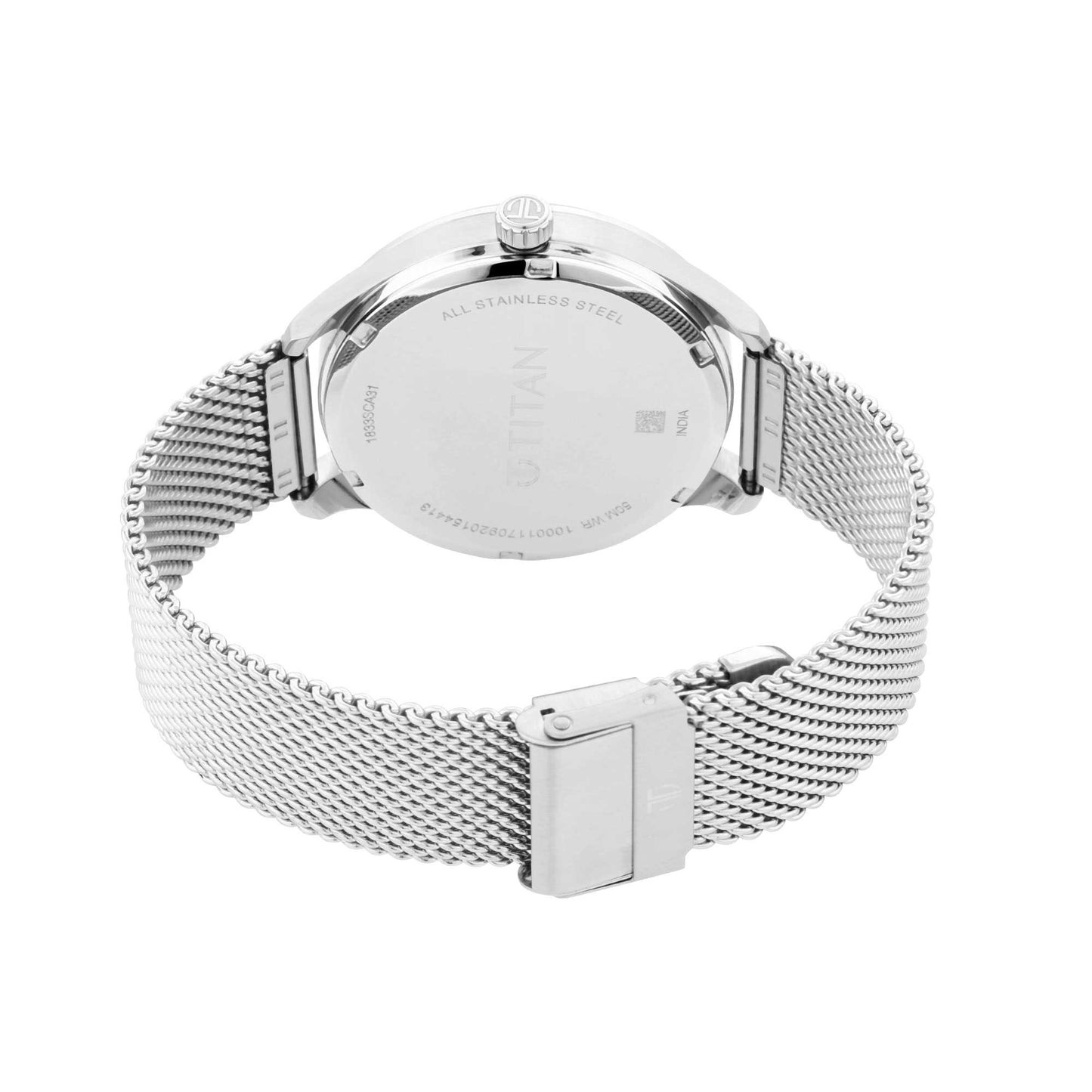 Titan Evoke Blue Dial Analog with Day and Date Stainless Steel Strap Watch for Men
