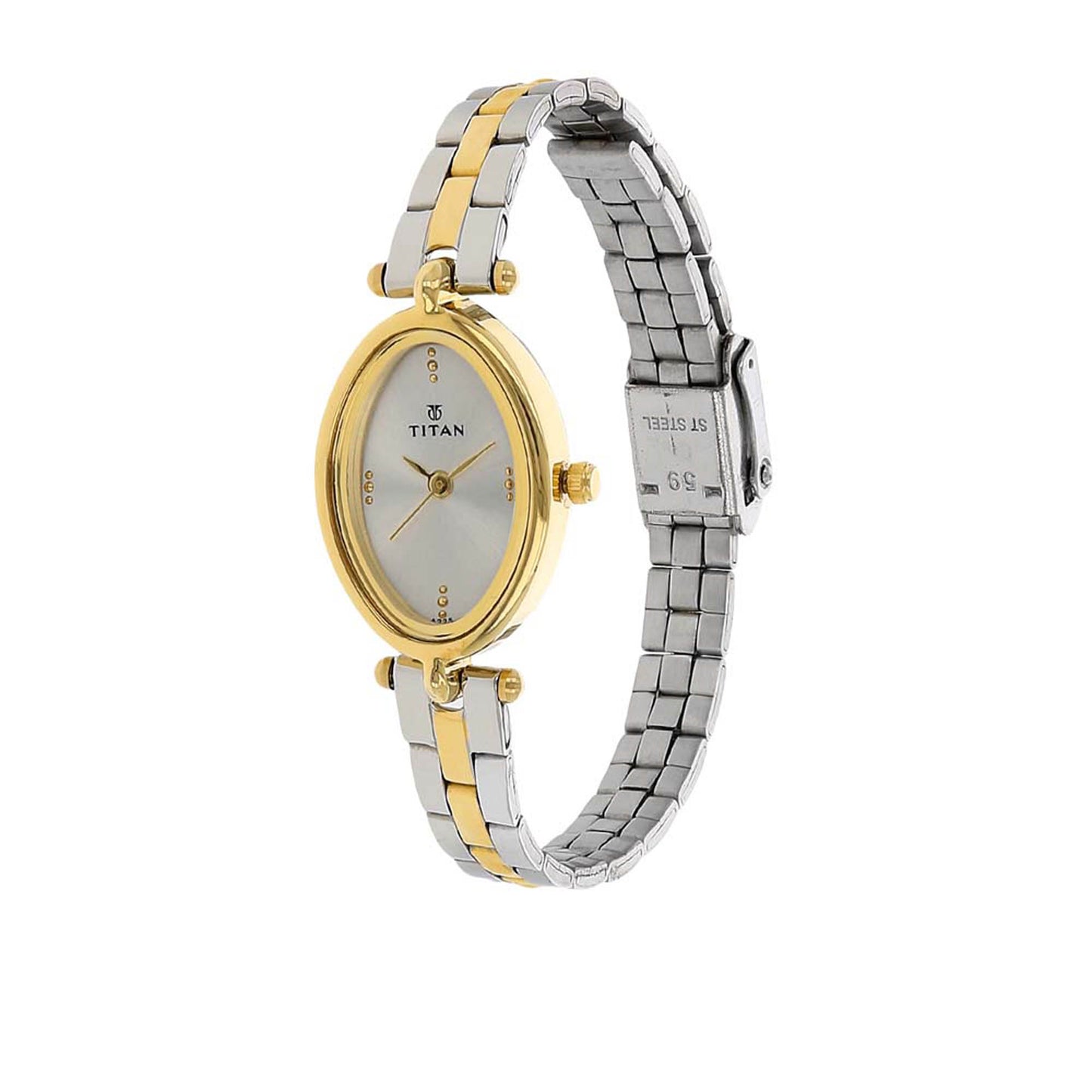 Titan Quartz Analog Silver Dial Stainless Steel Strap Watch for Women