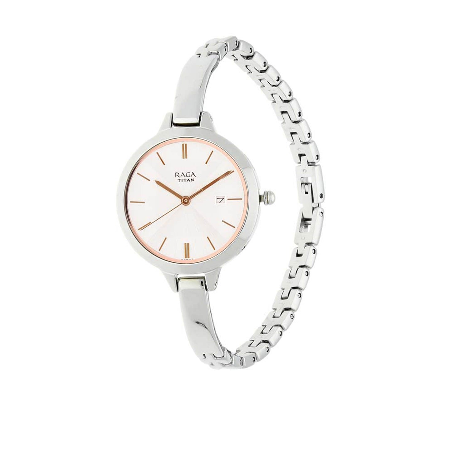 Titan Raga Viva Silver Dial Analog Quartz Metal Strap Watch for Women