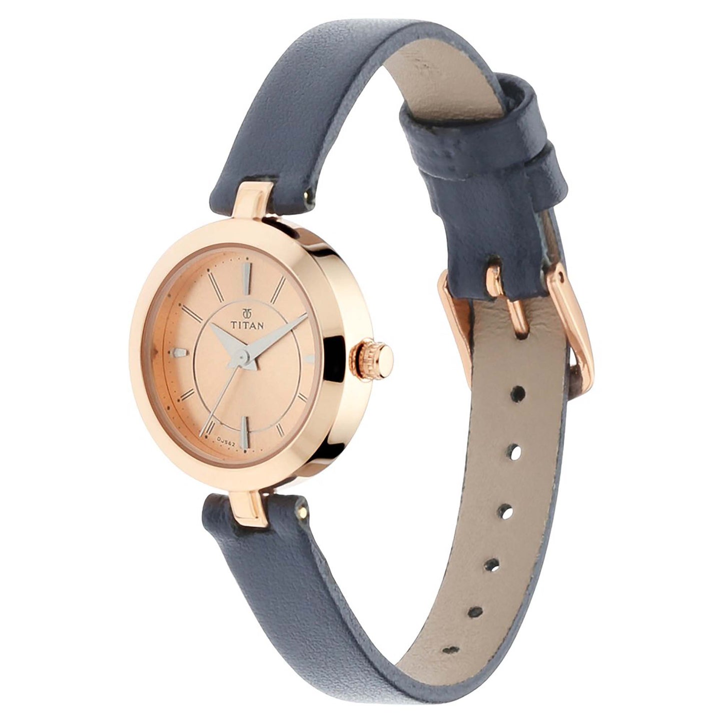 Titan Quartz Analog Rose Gold Dial Leather Strap Watch for Women