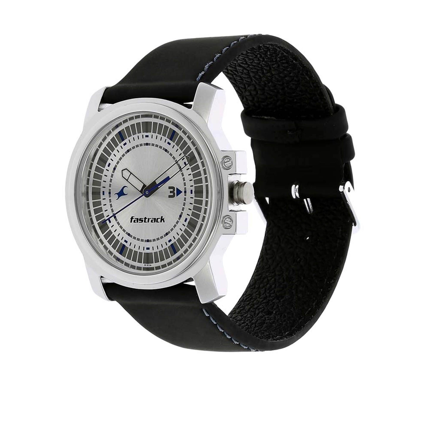 Fastrack Quartz Analog Silver Dial Leather Strap Watch for Guys