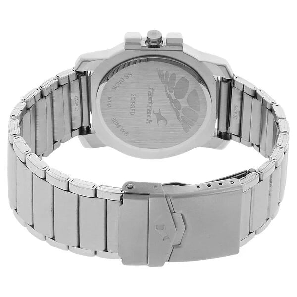 Fastrack Quartz Analog White Dial Stainless Steel Strap Watch for Guys