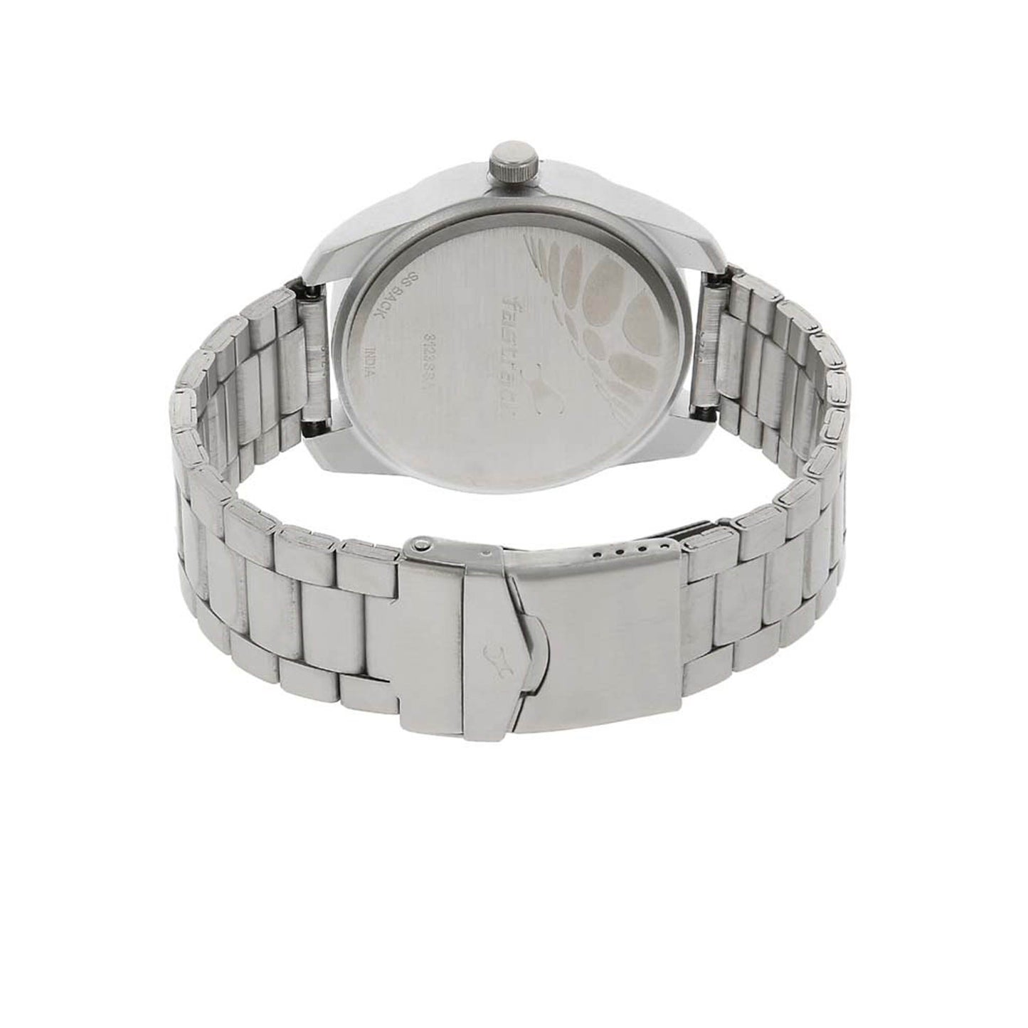 Fastrack Quartz Analog Silver Dial Stainless Steel Strap Watch for Guys