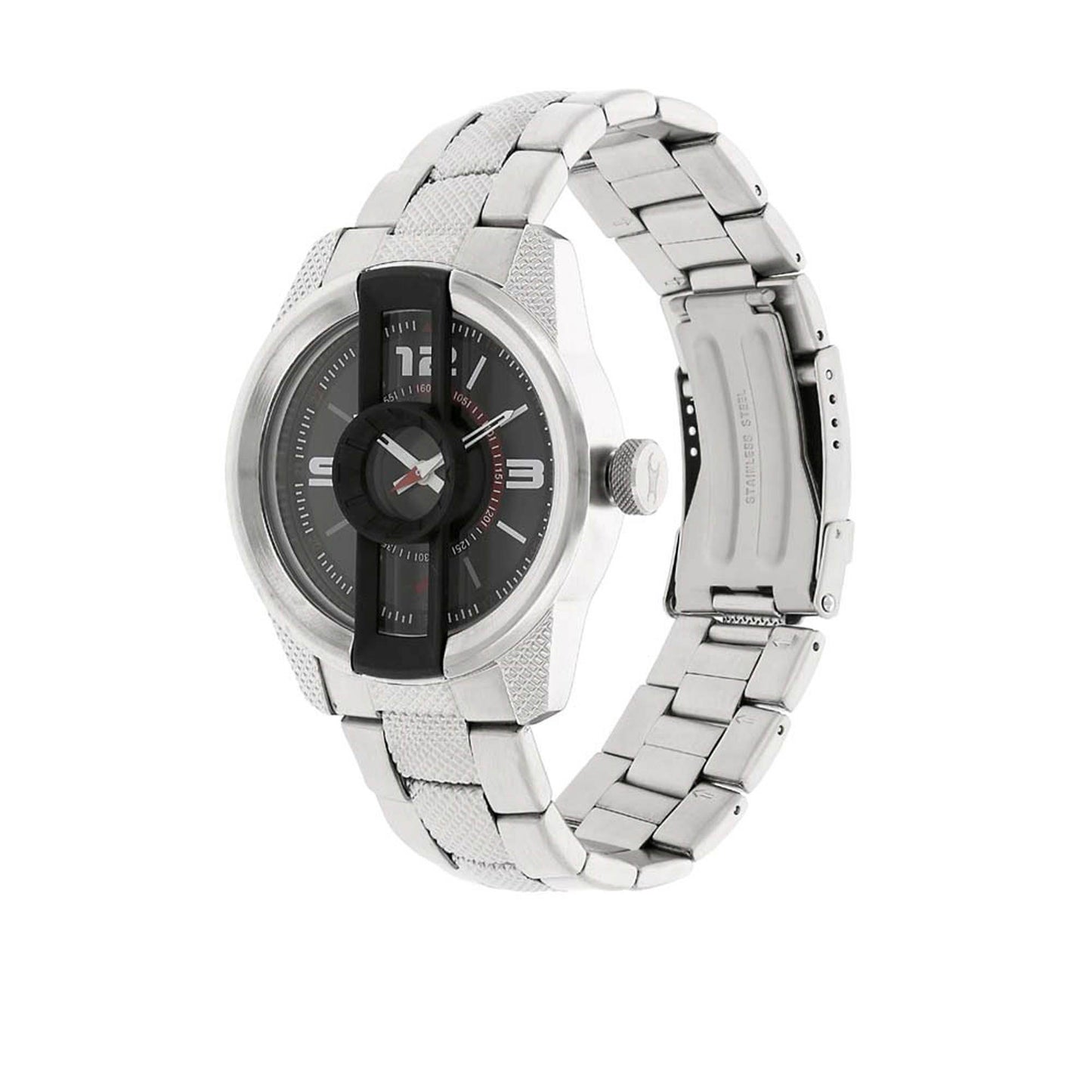 Fastrack Motorheads Quartz Analog Black Dial Stainless Steel Strap Watch for Guys