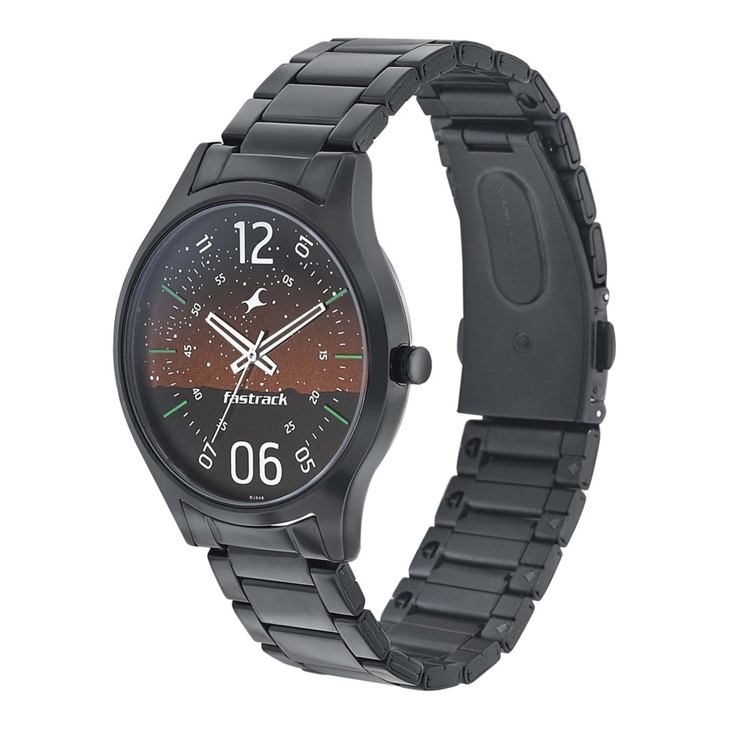 Fastrack Space Rover Quartz Analog Brown Dial Stainless Steel Strap Watch for Guys