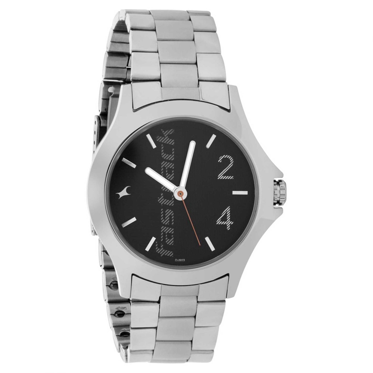 Black Dial Stainless Steel Strap Watch