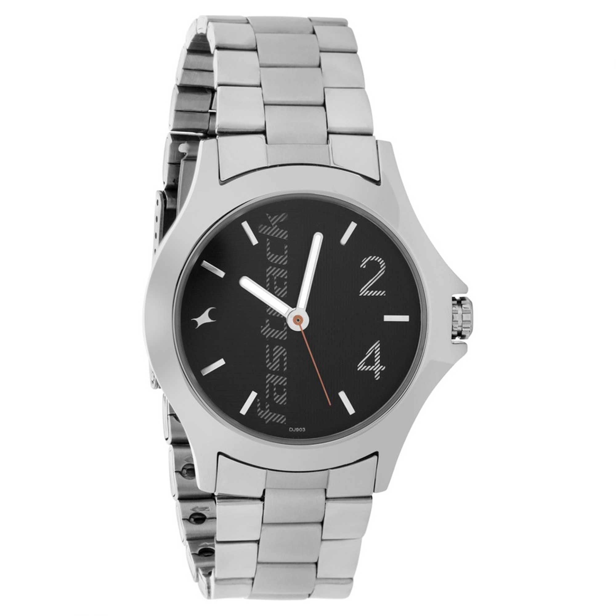 Black Dial Stainless Steel Strap Watch