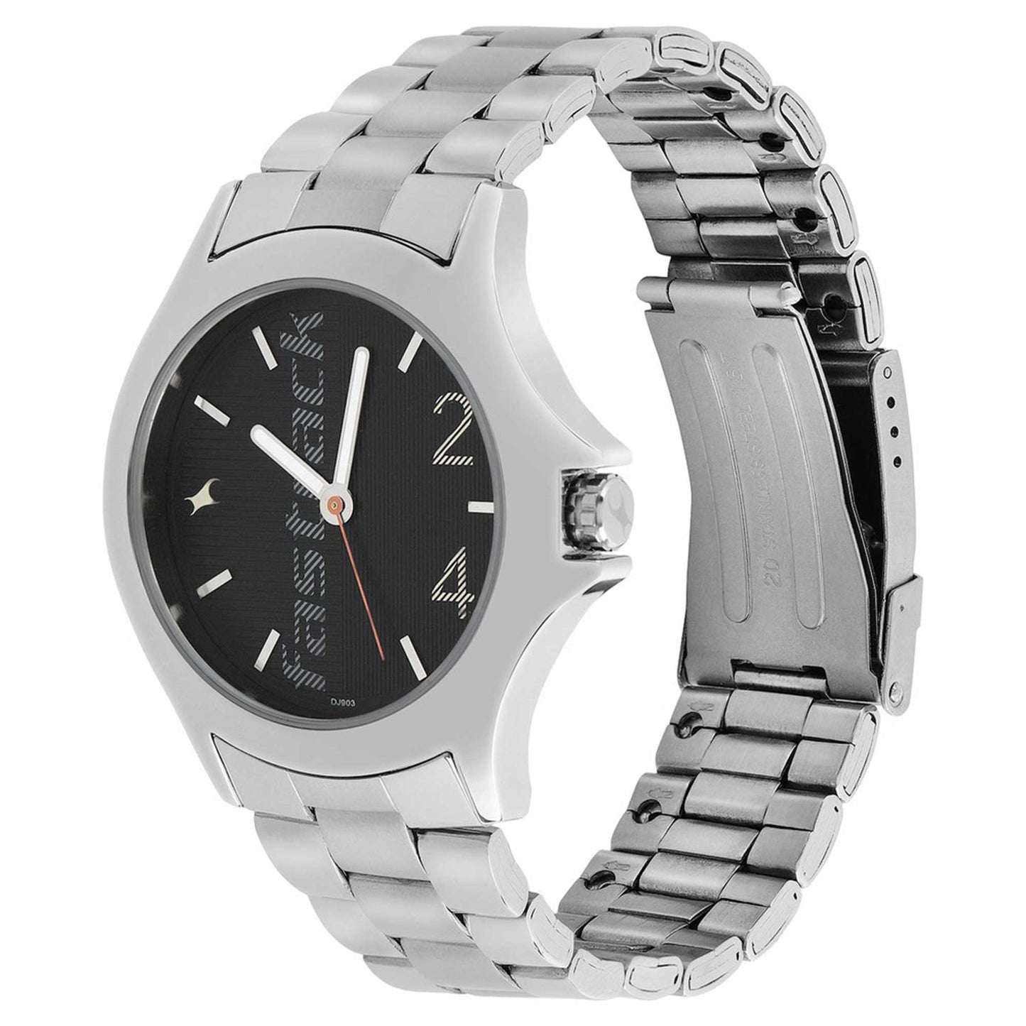 Black Dial Stainless Steel Strap Watch