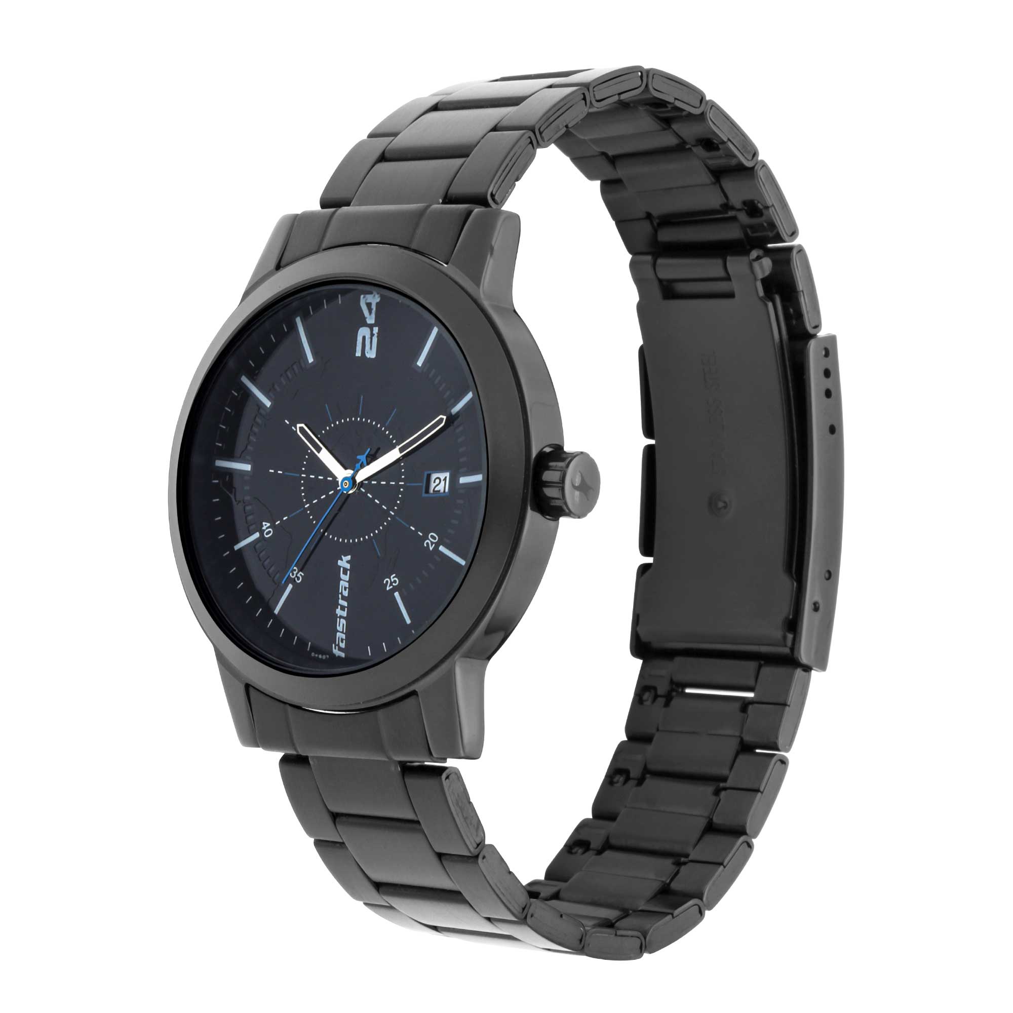 Tripster Black Dial Stainless Steel Strap Watch