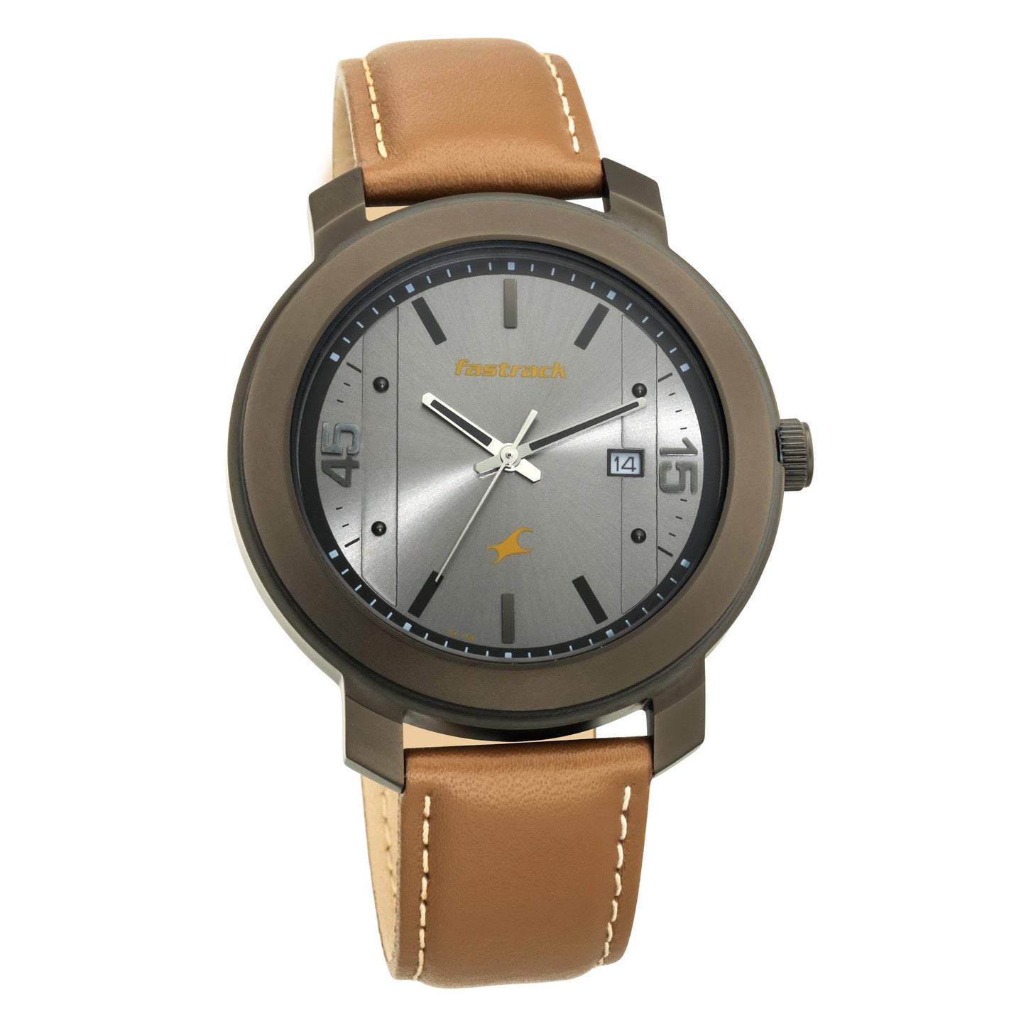 Grey Dial Leather Strap Watch
