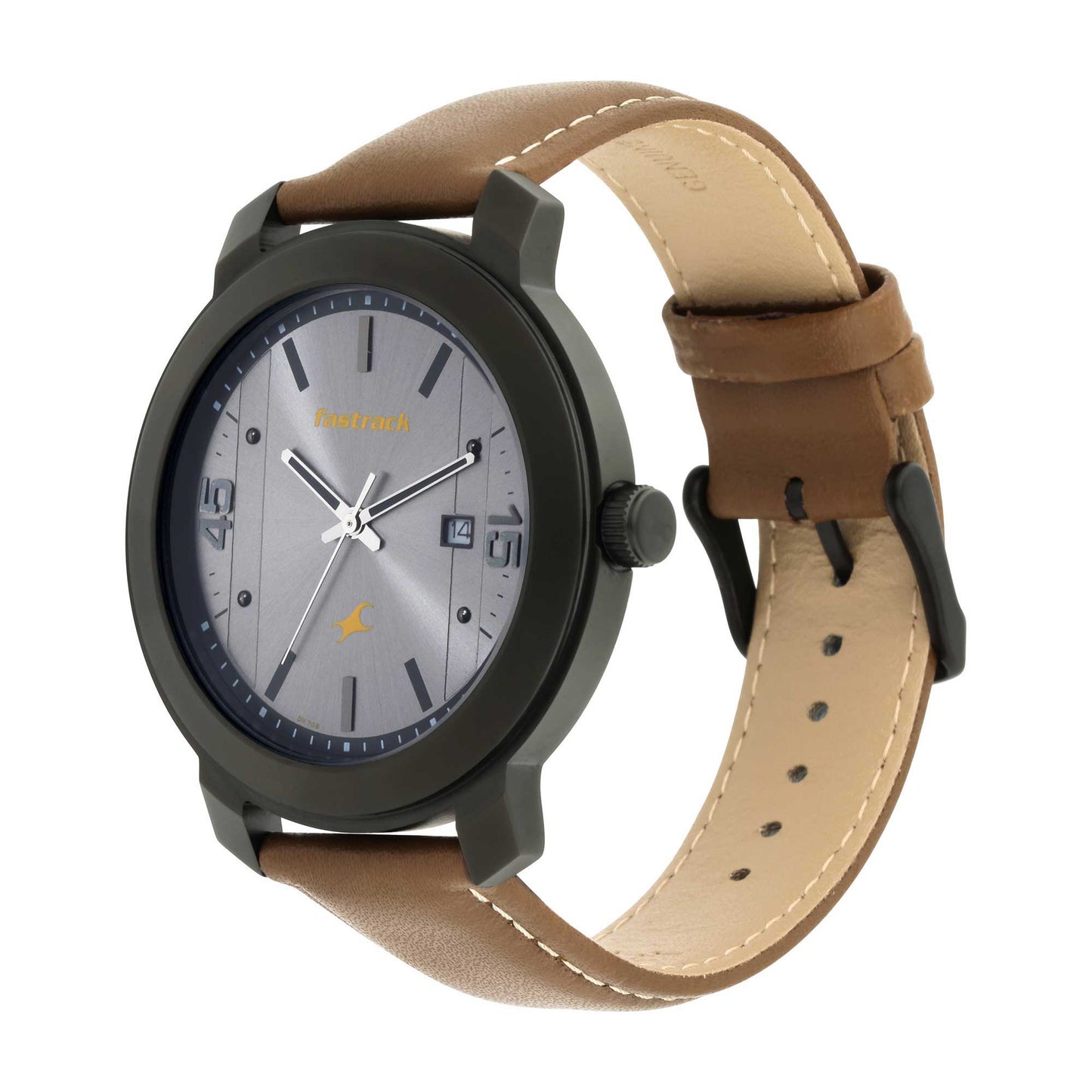 Grey Dial Leather Strap Watch