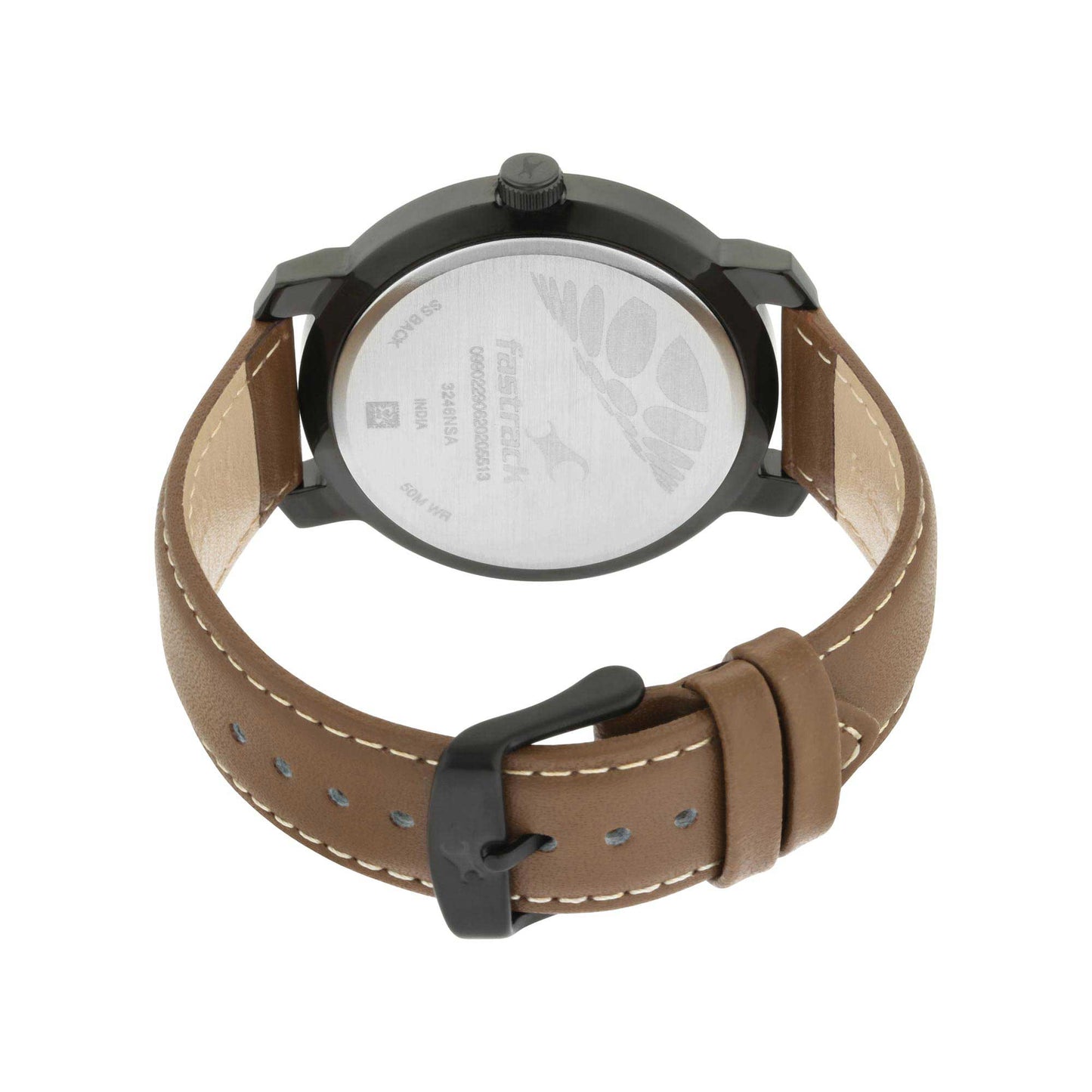 Grey Dial Leather Strap Watch