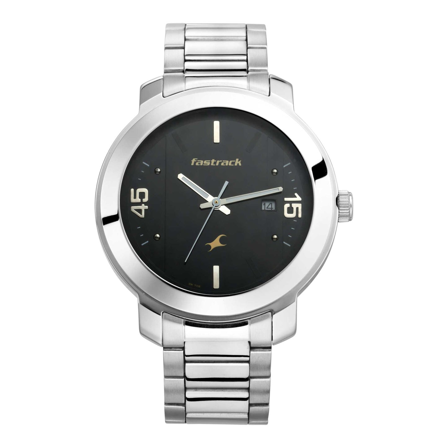 Black Dial Stainless Steel Strap Watch