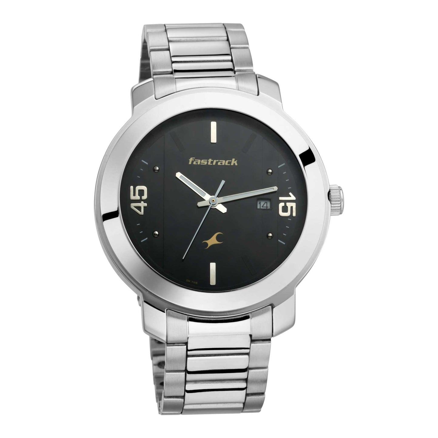 Black Dial Stainless Steel Strap Watch