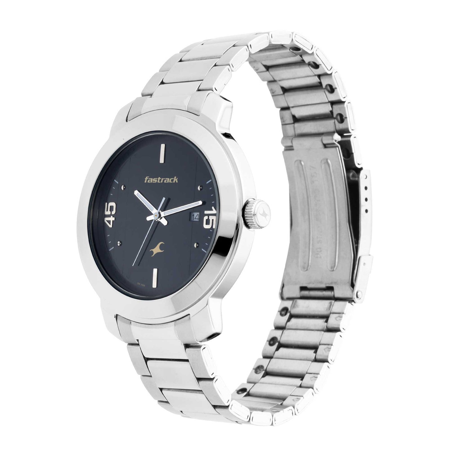 Black Dial Stainless Steel Strap Watch
