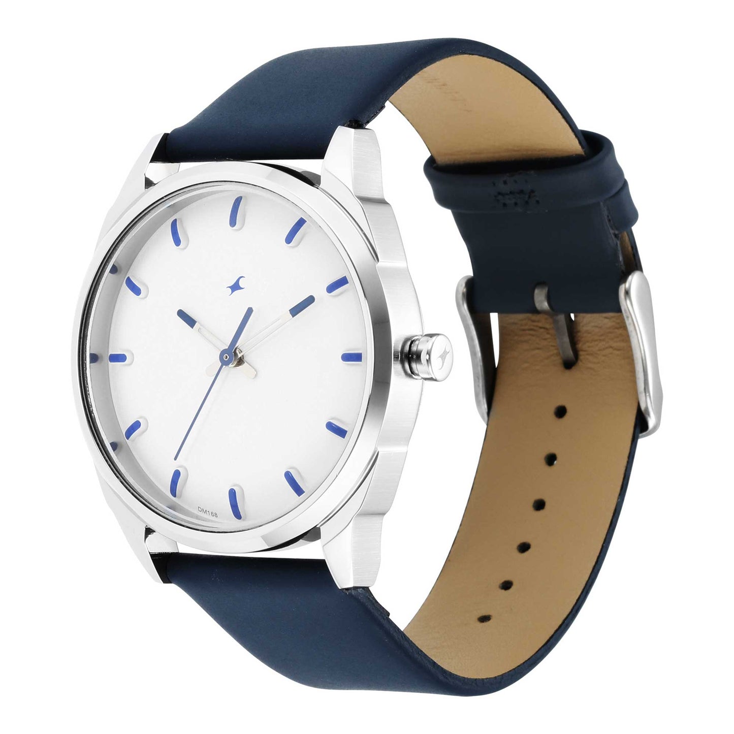 After Dark White Dial Leather Strap Watch for Guys