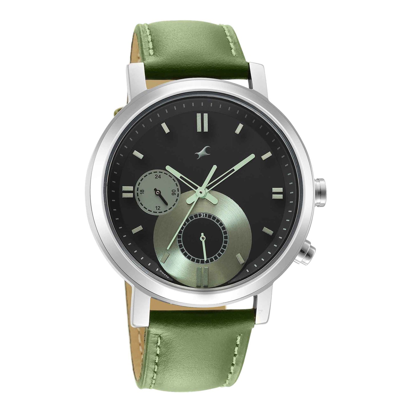 Fastrack Tick Tock Quartz Analog Black Dial Leather Strap Watch for Guys
