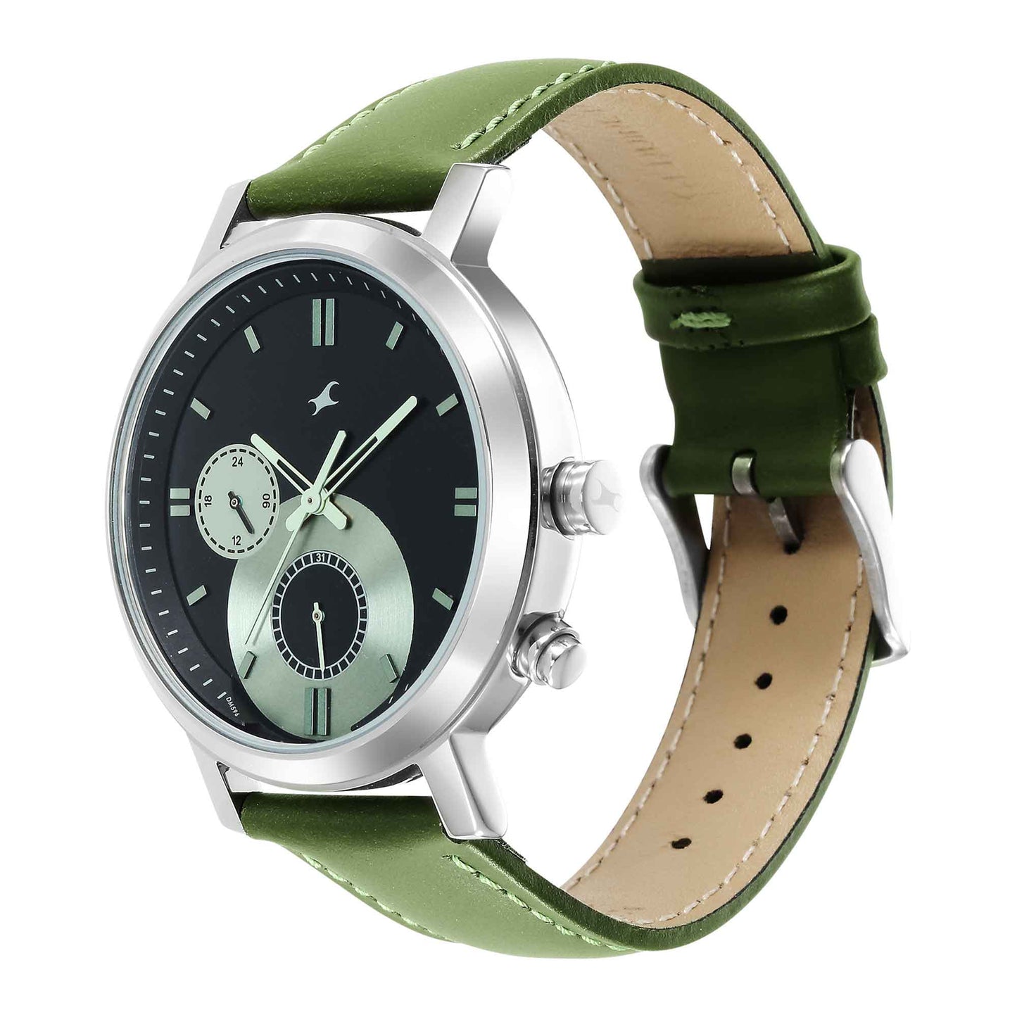 Fastrack Tick Tock Quartz Analog Black Dial Leather Strap Watch for Guys