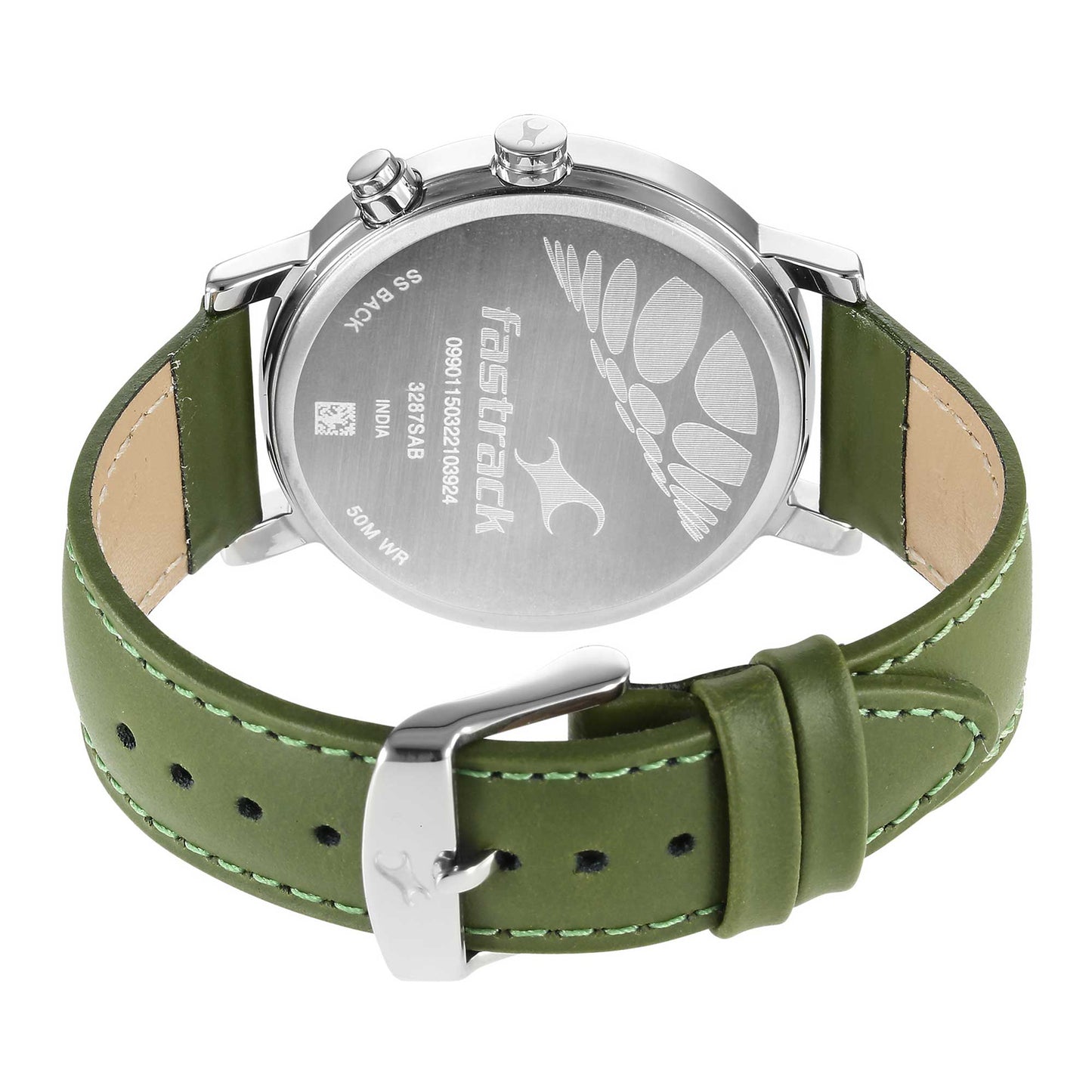 Fastrack Tick Tock Quartz Analog Black Dial Leather Strap Watch for Guys