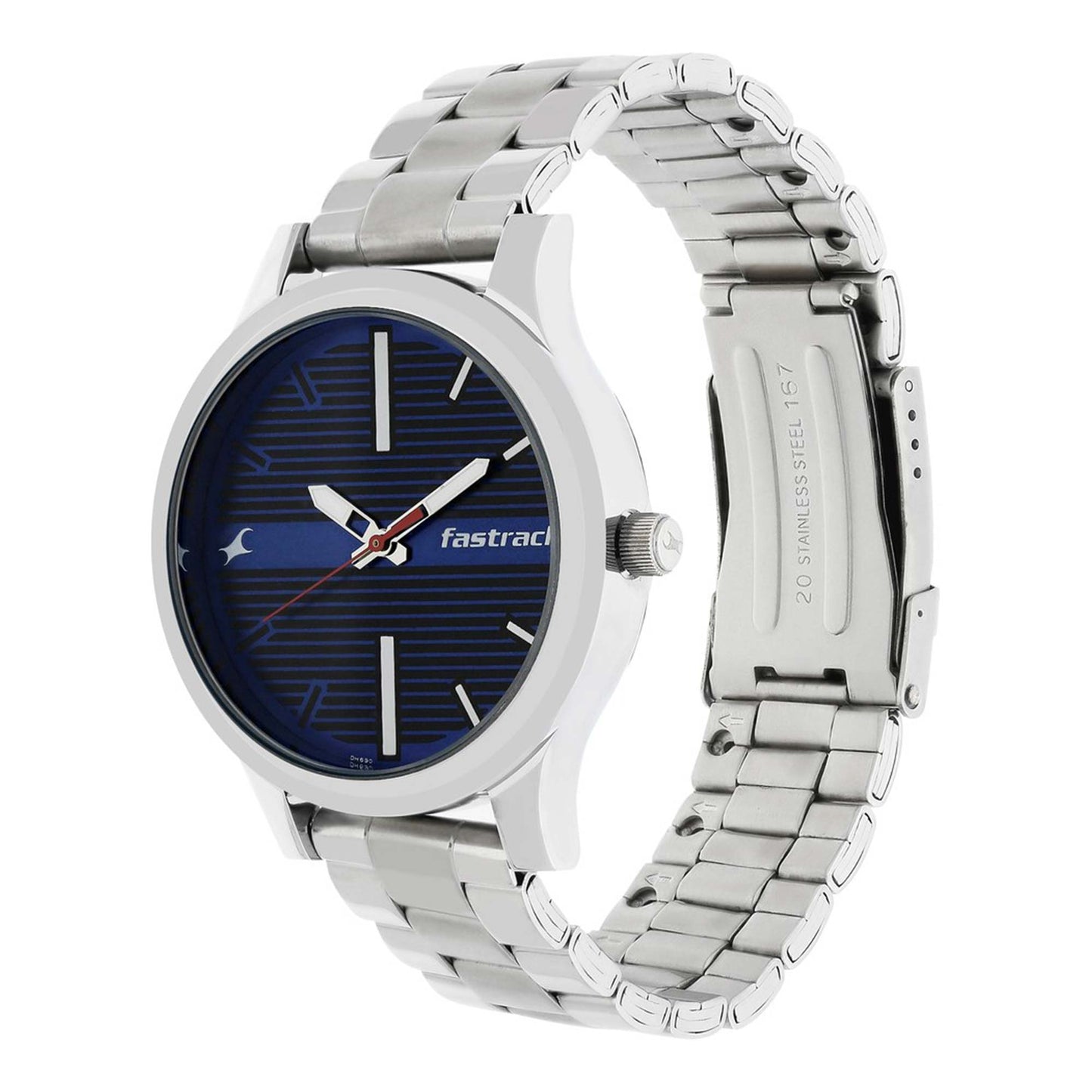 Fastrack Fundamentals Quartz Analog Blue Dial Stainless Steel Strap Watch for Guys