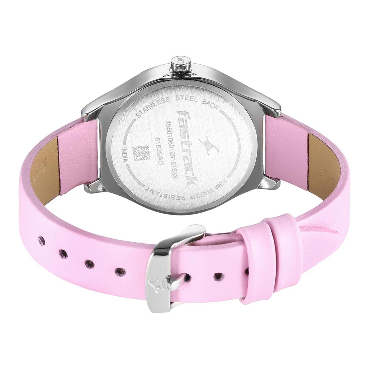 Fastrack Stunners Silver Dial Leather Strap Watch for Girls