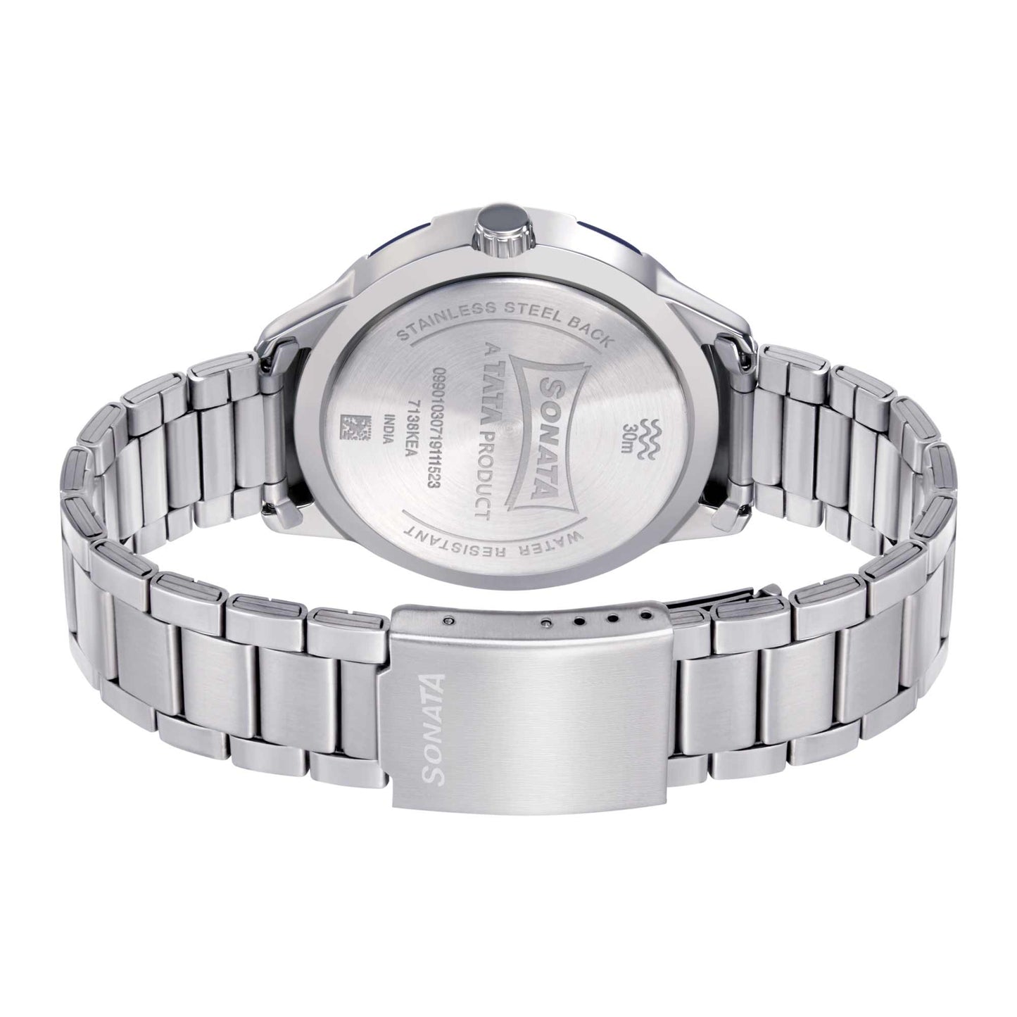 Sonata Quartz Analog with Day and Date White Dial Metal Strap Watch for Men