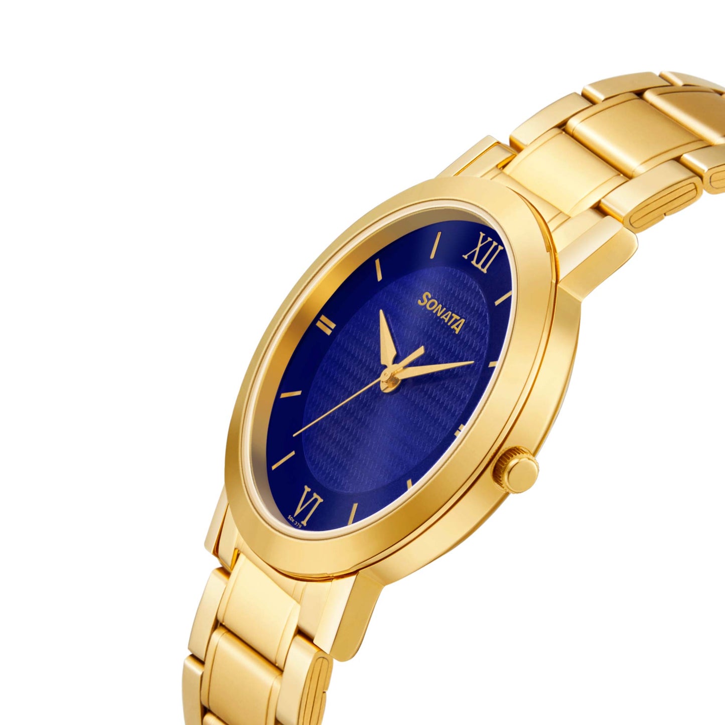 Sonata Quartz Analog Blue Dial Stainless Steel Strap Watch for Men