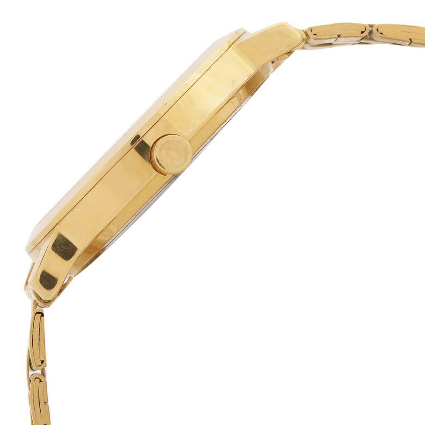 Sonata Quartz Analog with Day and Date Golden Dial Stainless Steel Strap Watch for Men