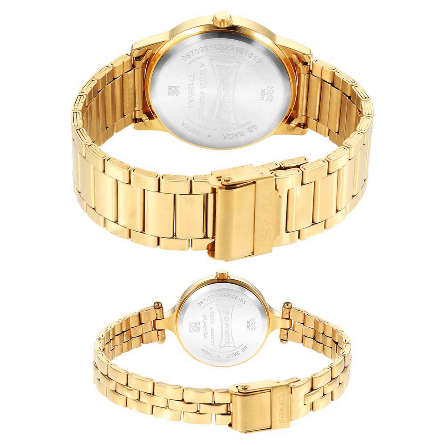Sonata Quartz Analog Silver Dial Stainless Steel Strap Watch for Couple