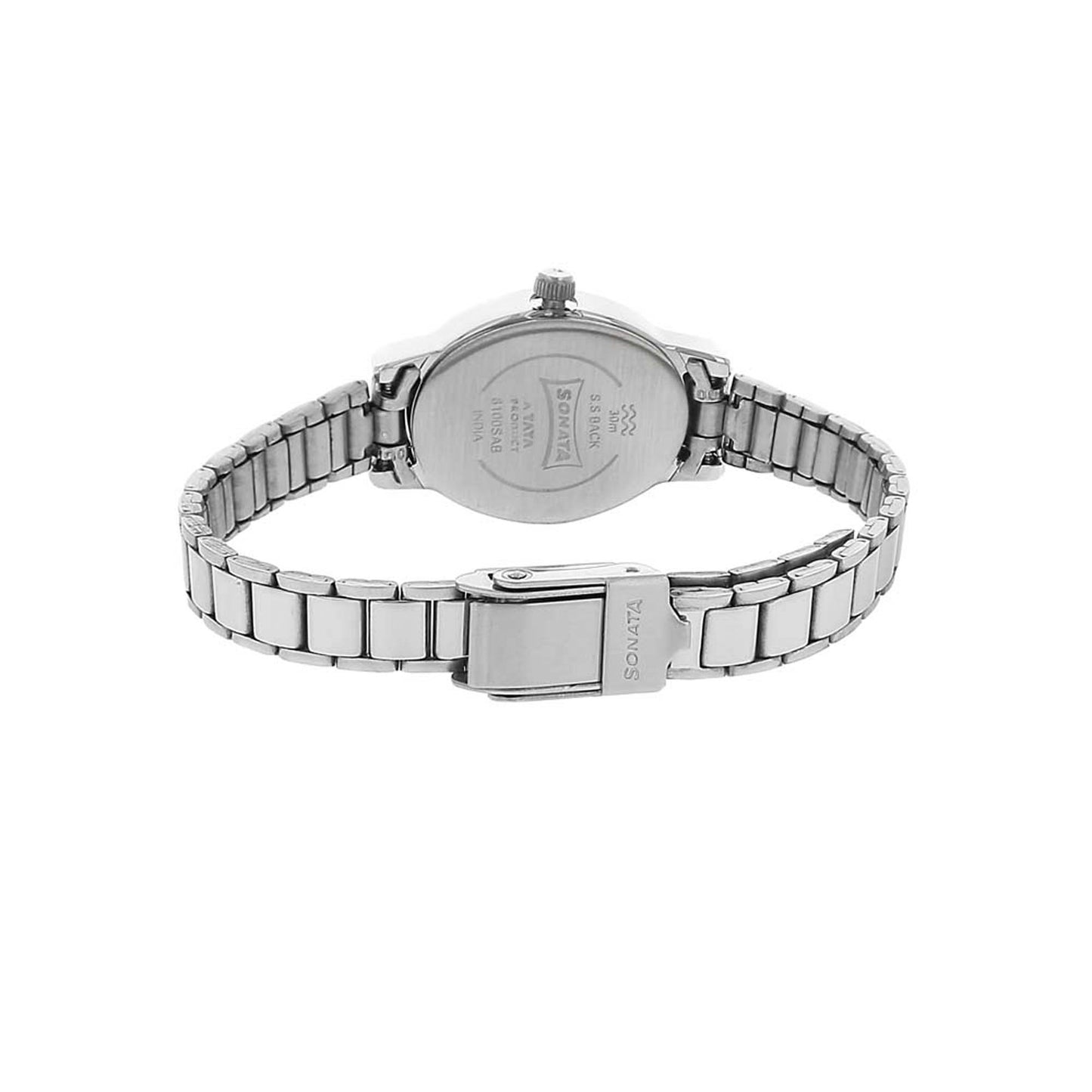 Sonata Quartz Analog Silver Dial Stainless Steel Strap Watch for Women