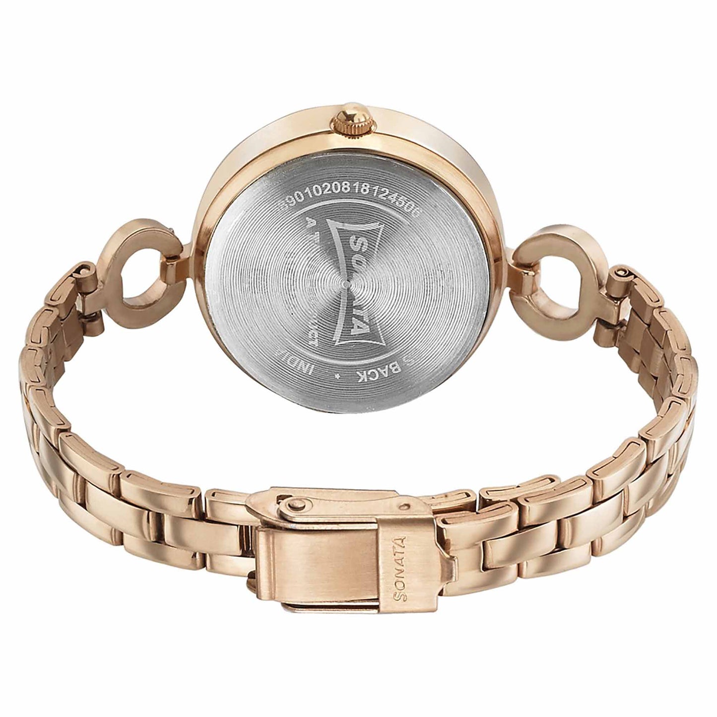 Sonata Wedding Rose Gold Dial Women Watch With Stainless Steel Strap