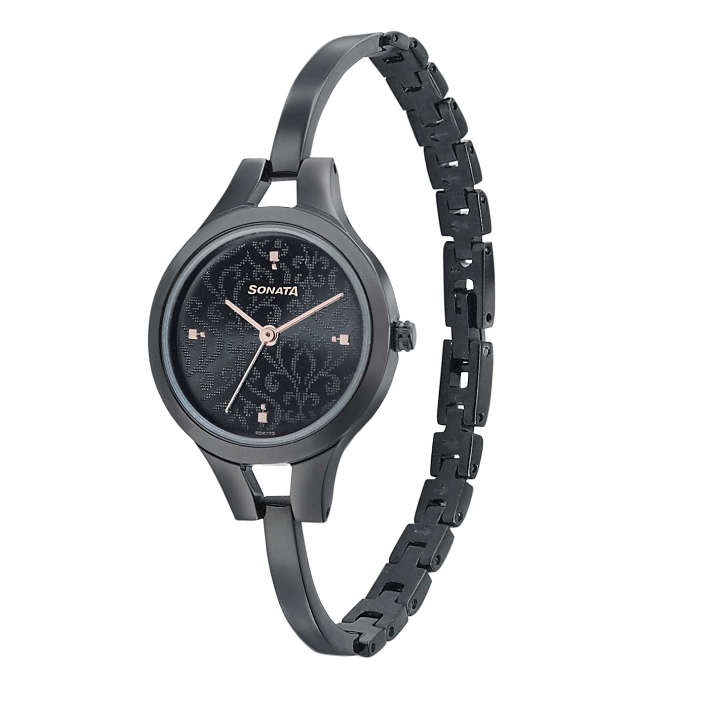 Sonata Onyx Pink Dial Women Watch With Stainless Steel Strap