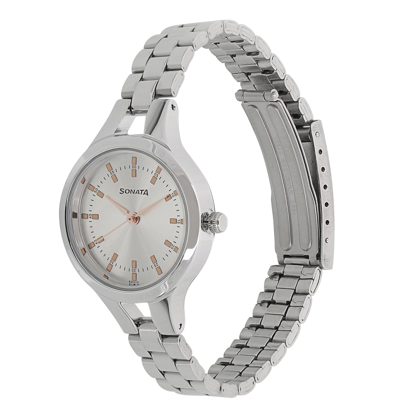 Sonata Mission Mangal Silver Dial Women Watch With Stainless Steel Strap