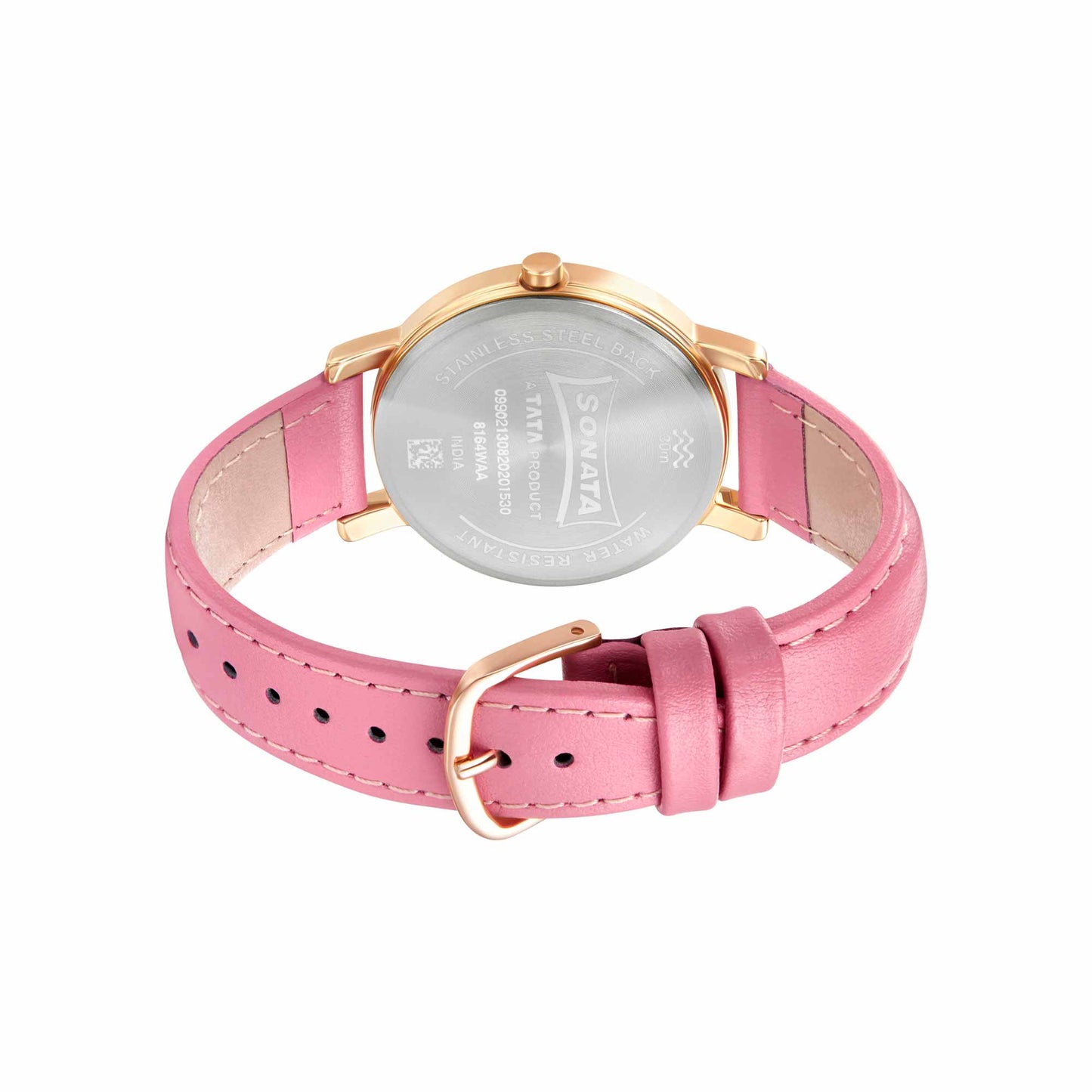 Sonata Play Pink Dial Women Watch With Leather Strap