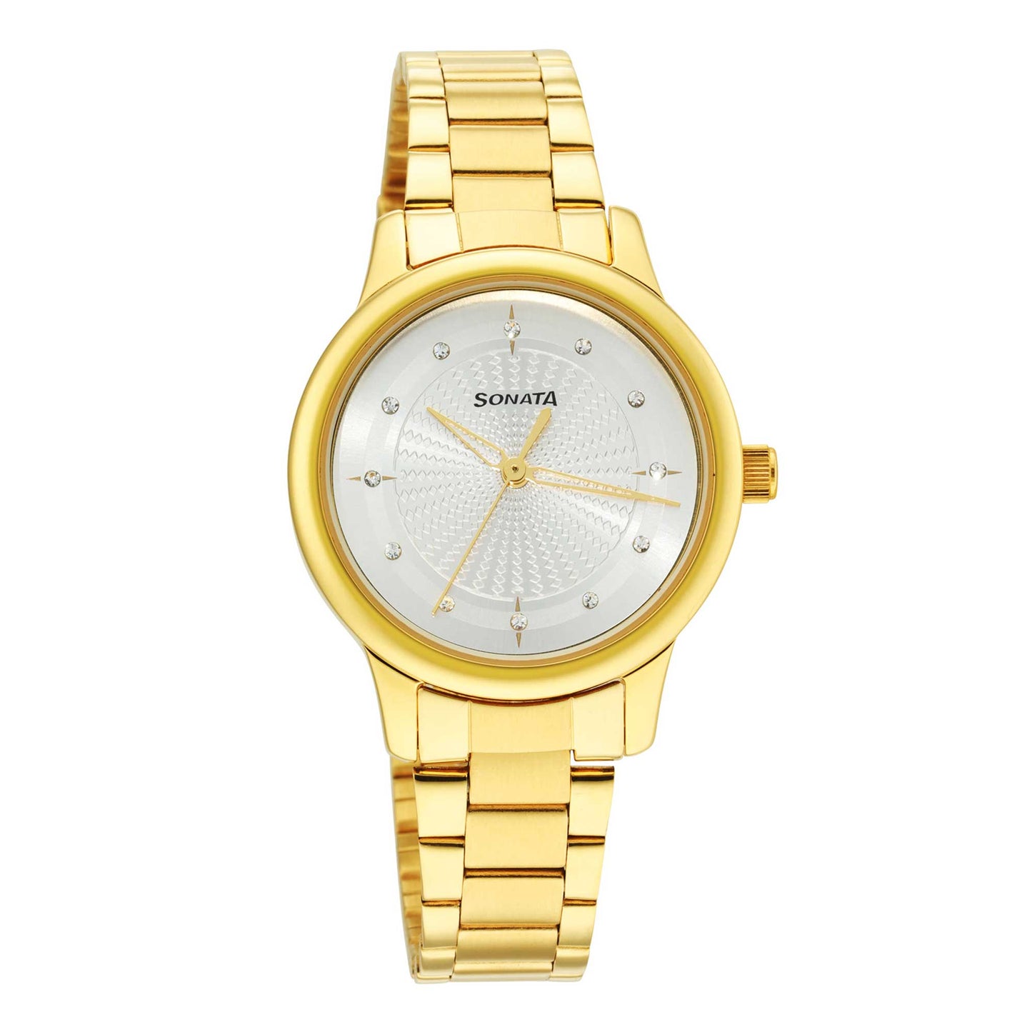 Classic Gold Silver Dial Metal Strap Watch for Women