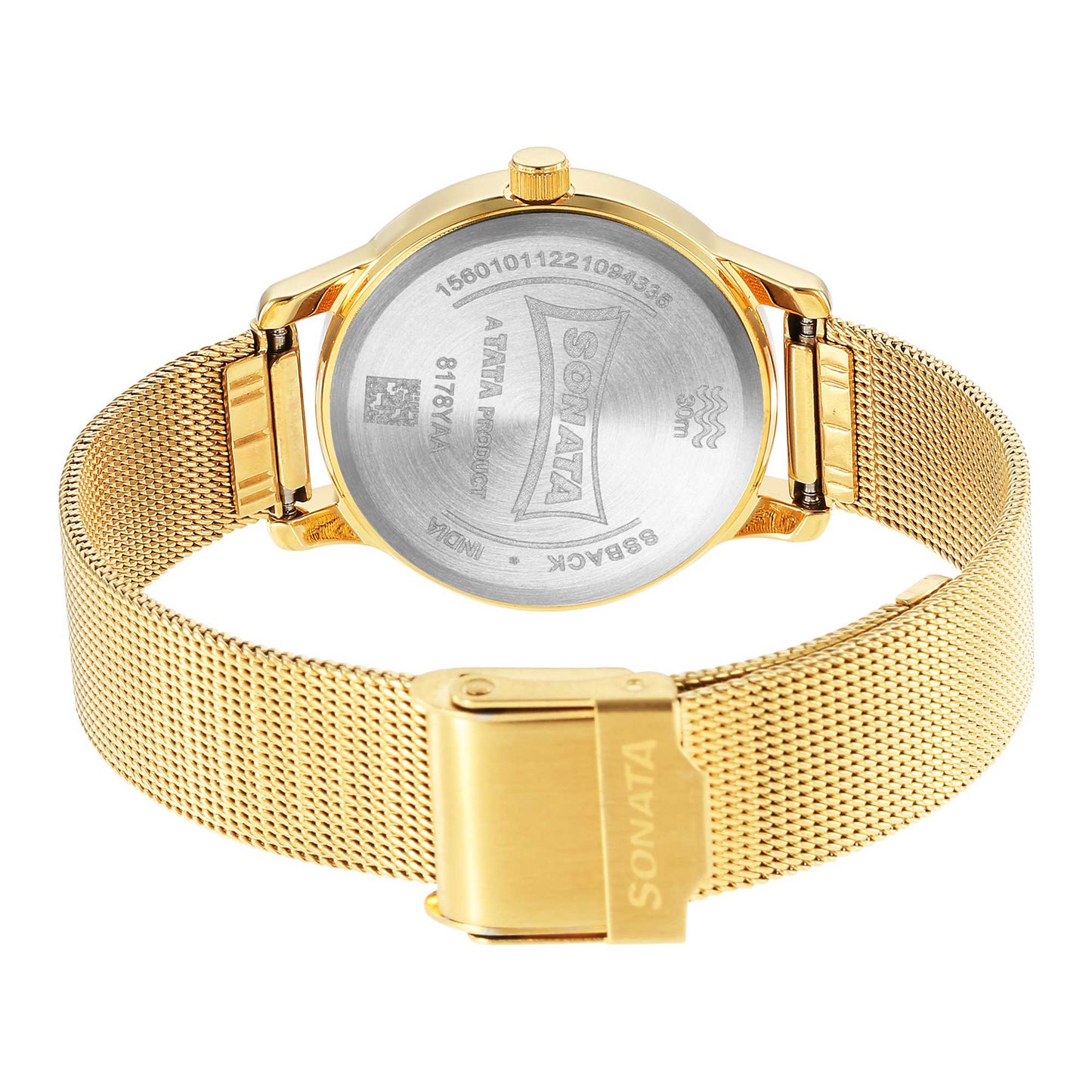 Classic Gold Blue Dial Metal Strap Watch for Women