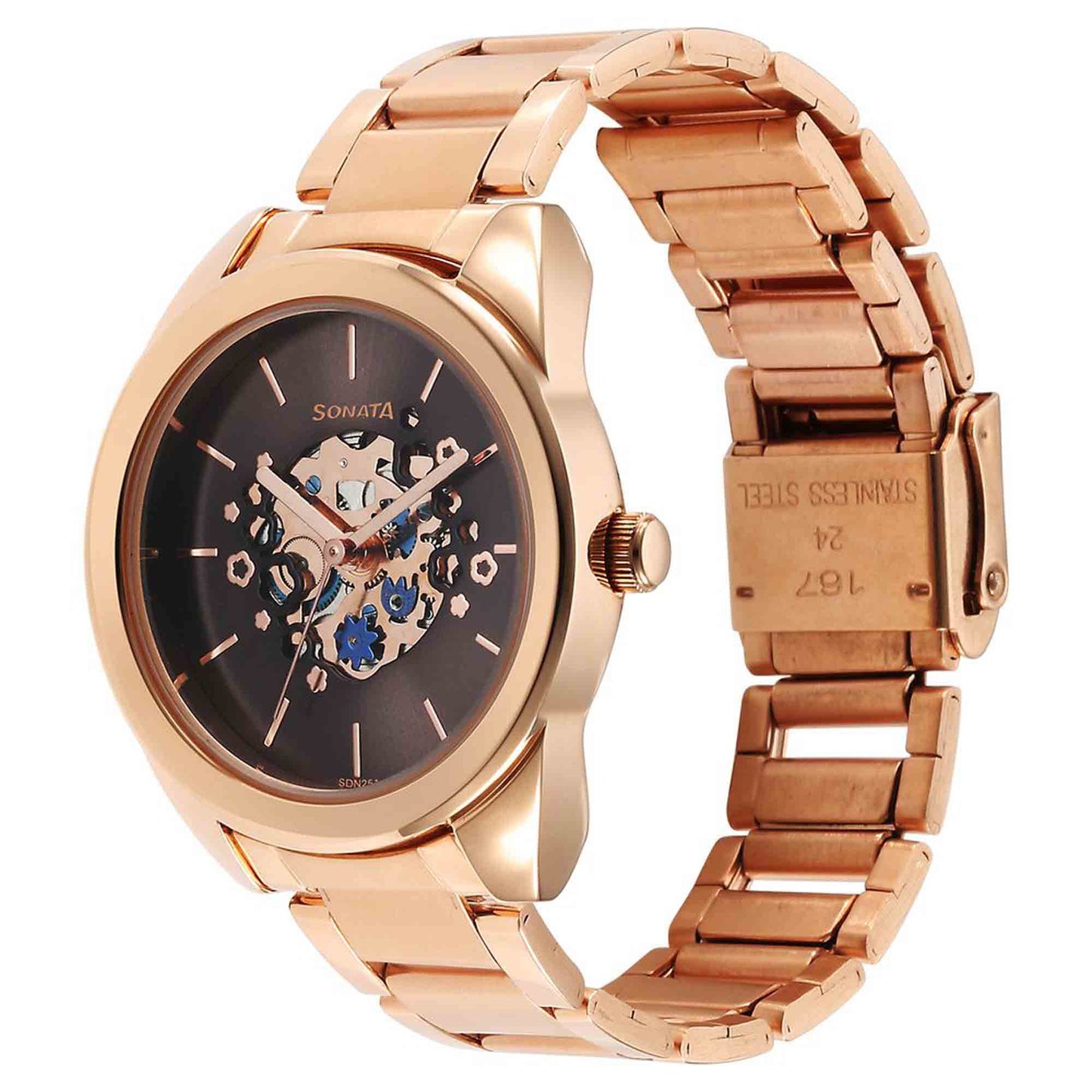Sonata Unveil Quartz Multifunction Grey Dial Stainless Steel Strap Watch for Women
