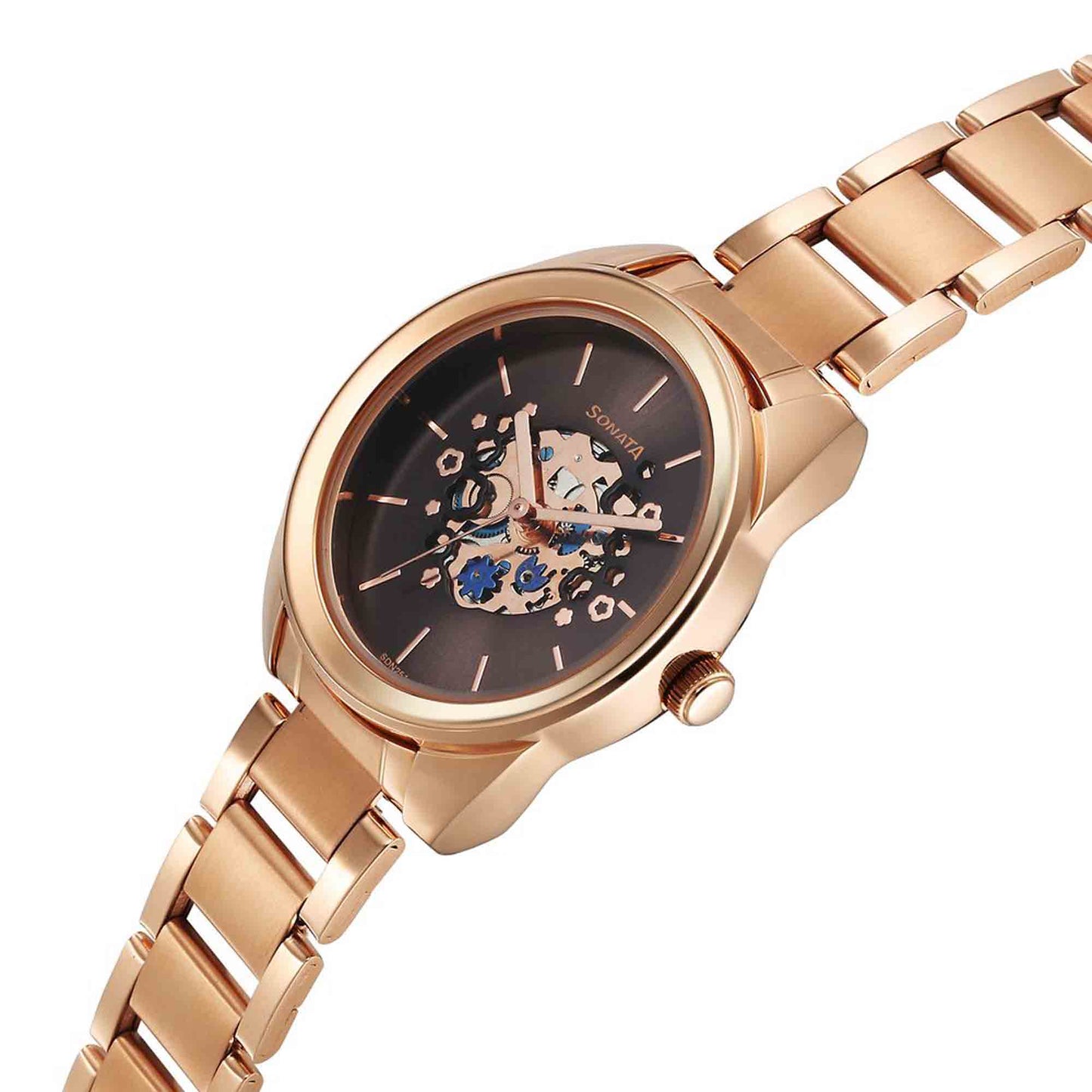 Sonata Unveil Quartz Multifunction Grey Dial Stainless Steel Strap Watch for Women