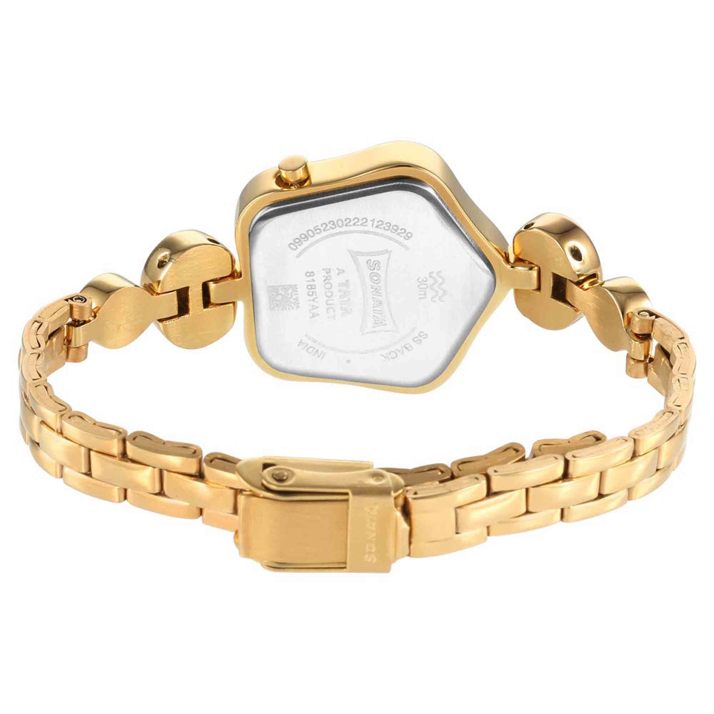Sonata Utsav Beige Dial Yellow Bi Metal Strap Watch for Women