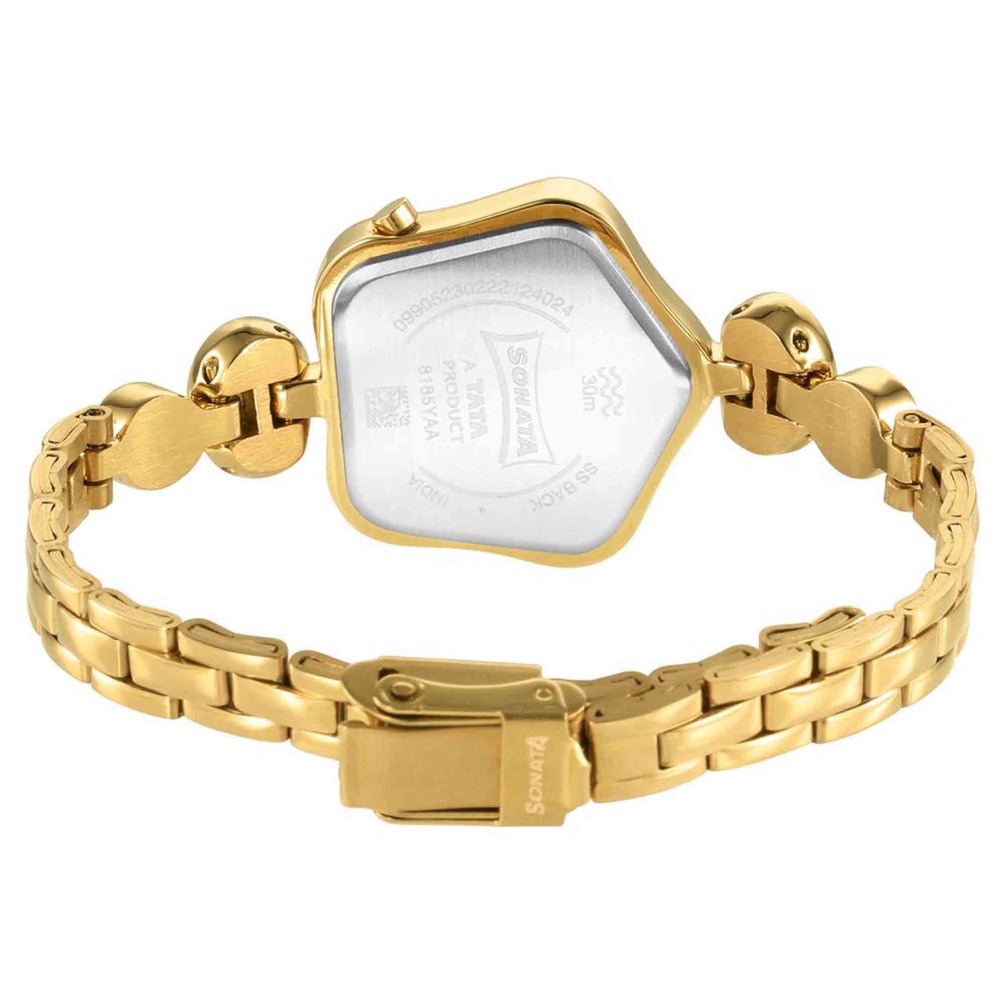 Sonata Utsav Blue Dial Yellow Bi Metal Strap Watch for Women