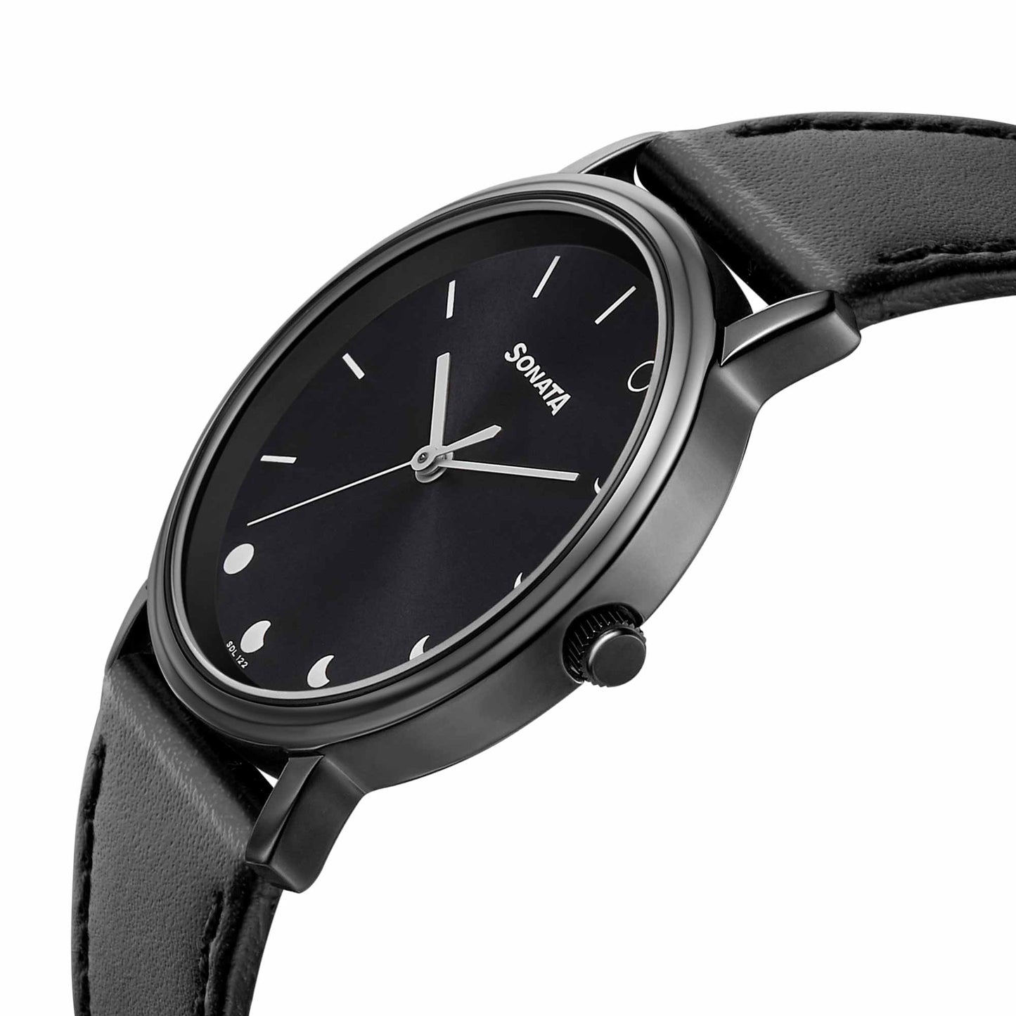 Sonata Play Black Dial Women Watch With Leather Strap