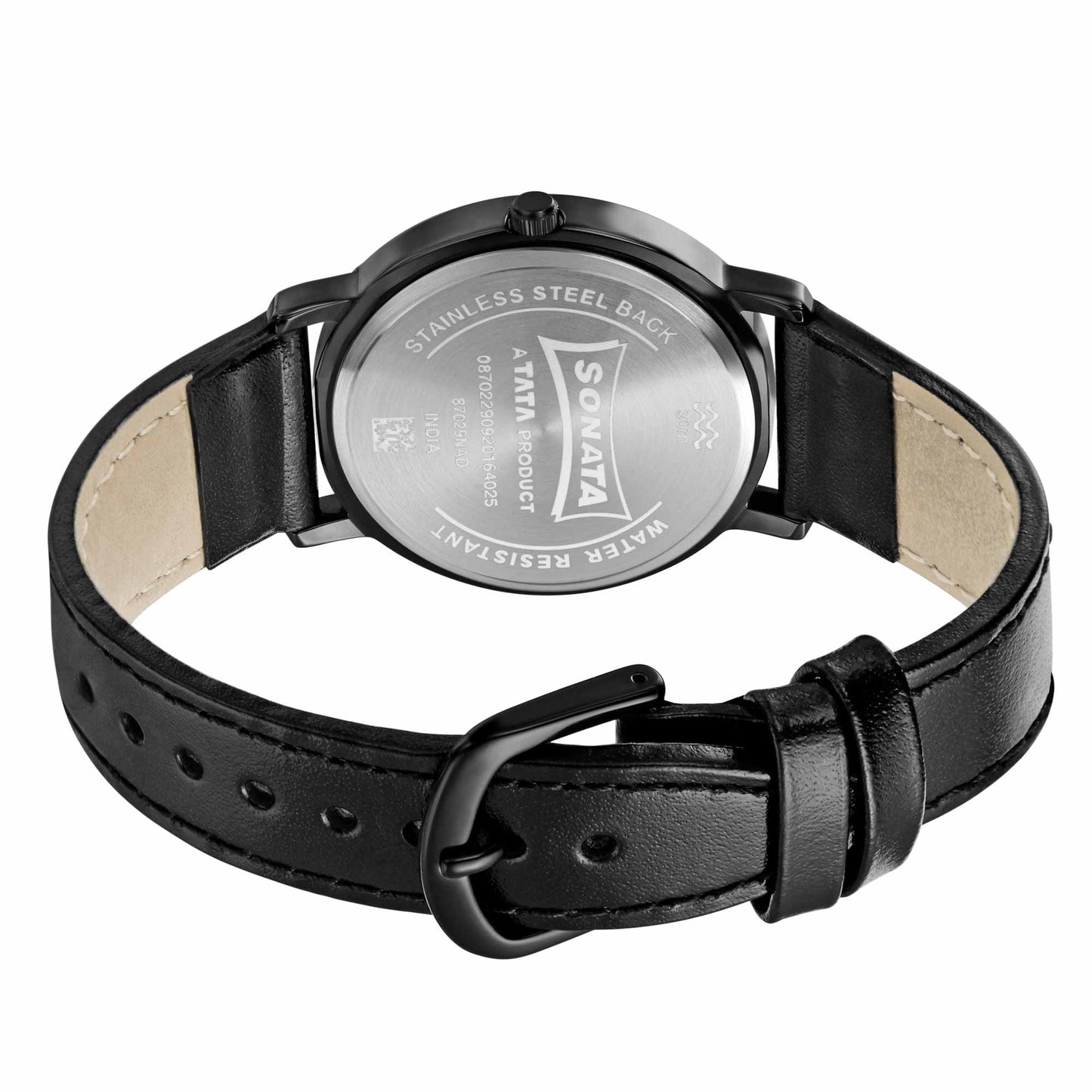 Sonata Play Black Dial Women Watch With Leather Strap