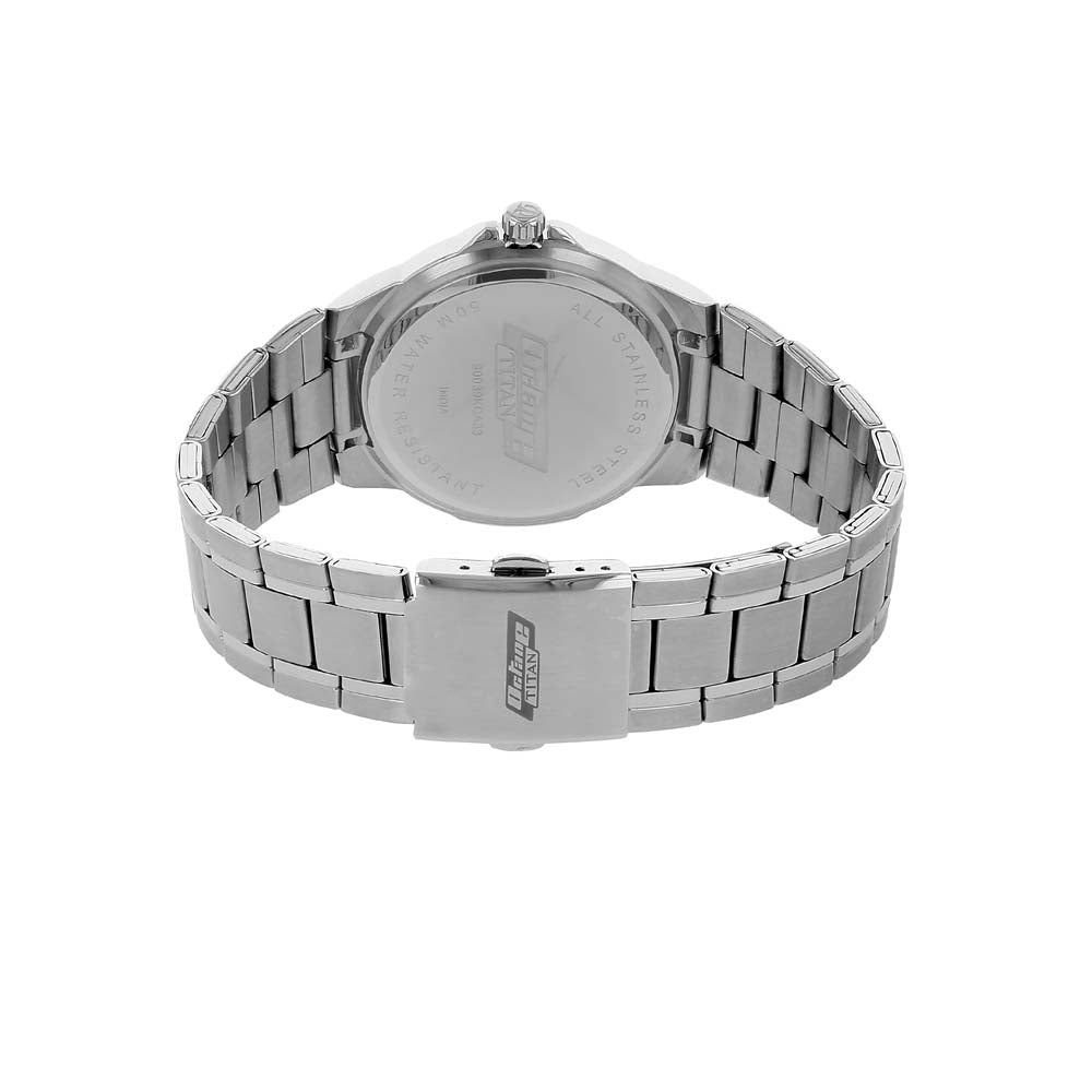 Titan Quartz Multifunction White Dial Metal Strap Watch for Men