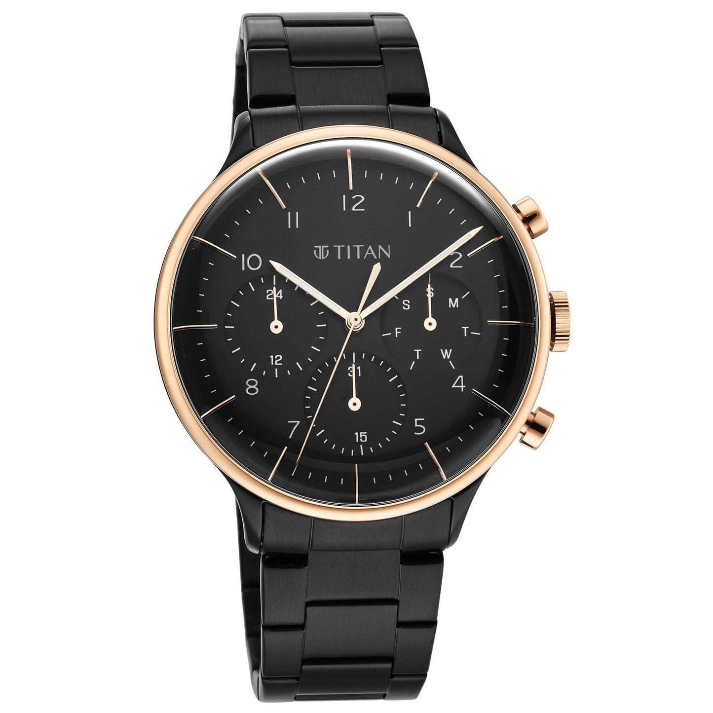 Titan Urban Magic Black Dial Analog Stainless Steel Strap watch for Men
