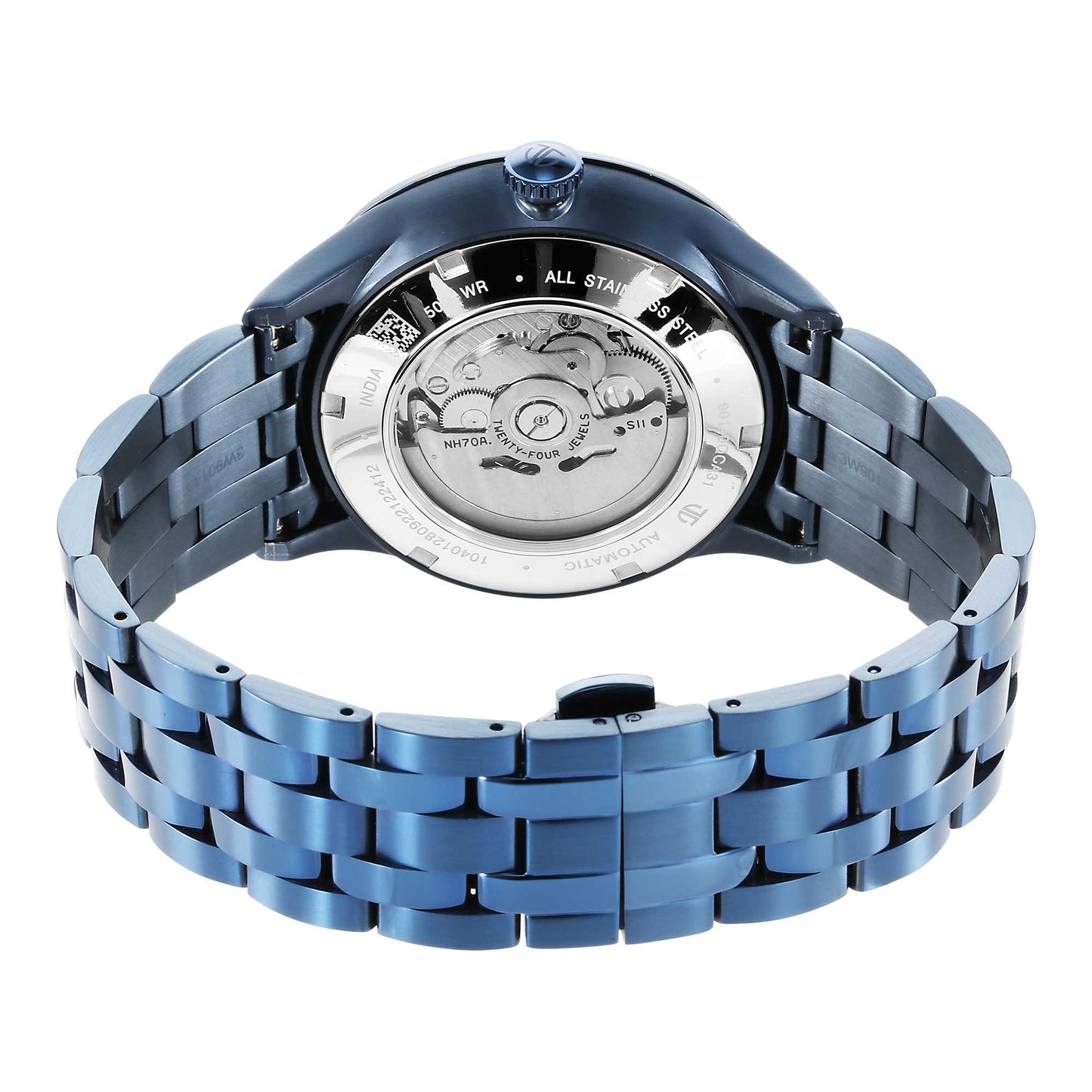 Titan Metal Mechanicals Blue Dial Analog Stainless Steel Strap Watch for Men