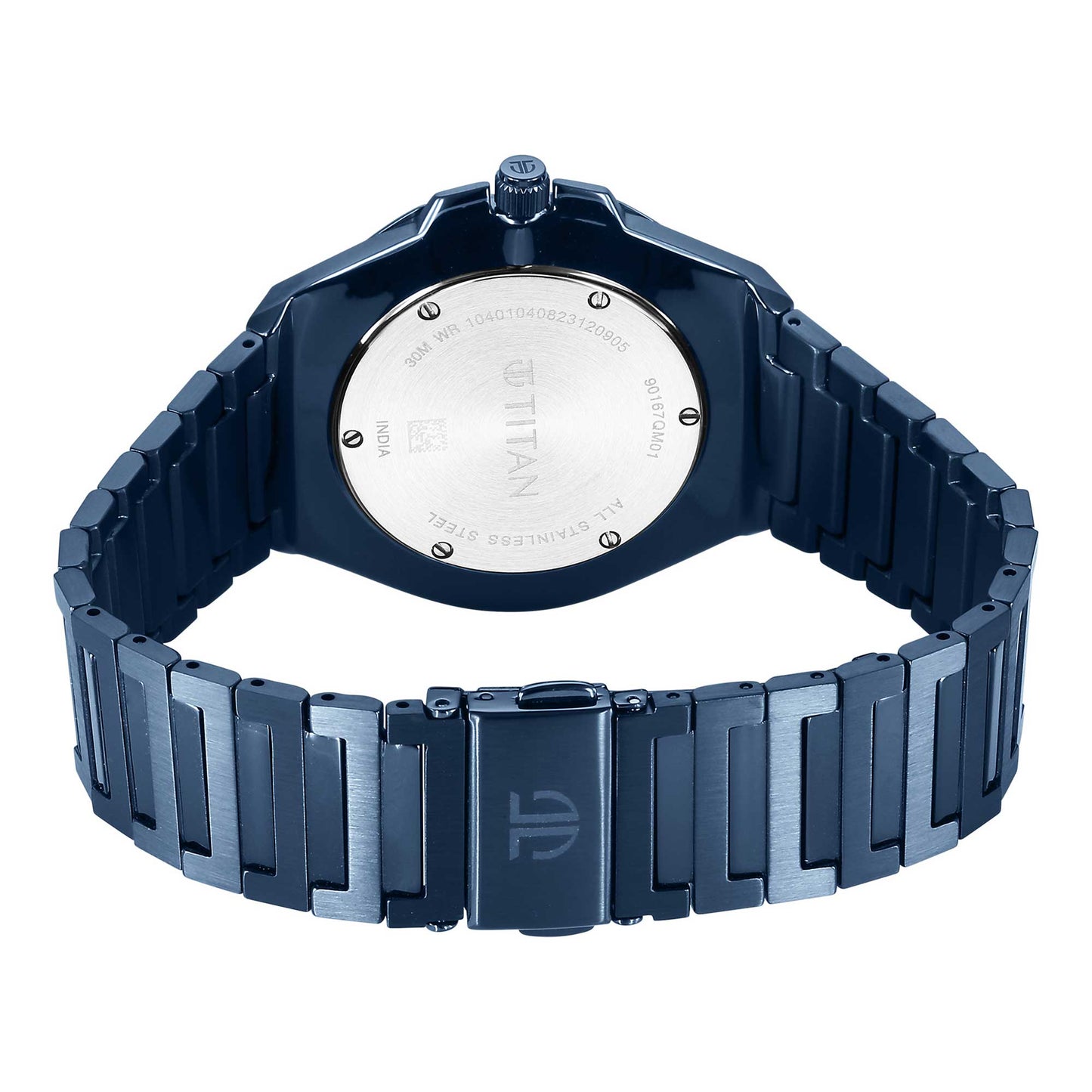 Titan Classique Slim Quartz Analog with Date Blue Dial Stainless Steel Strap Watch for Men