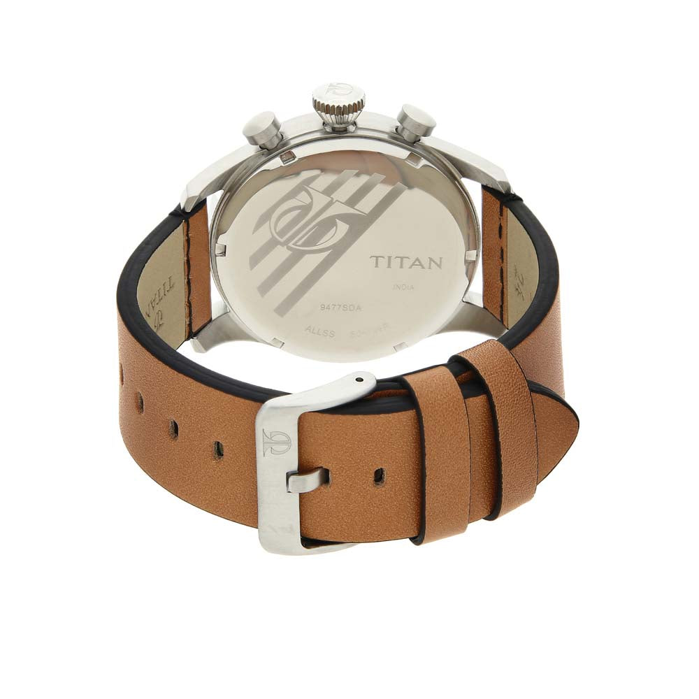 Titan Chronograph Black Dial Quartz Leather Strap watch for Men