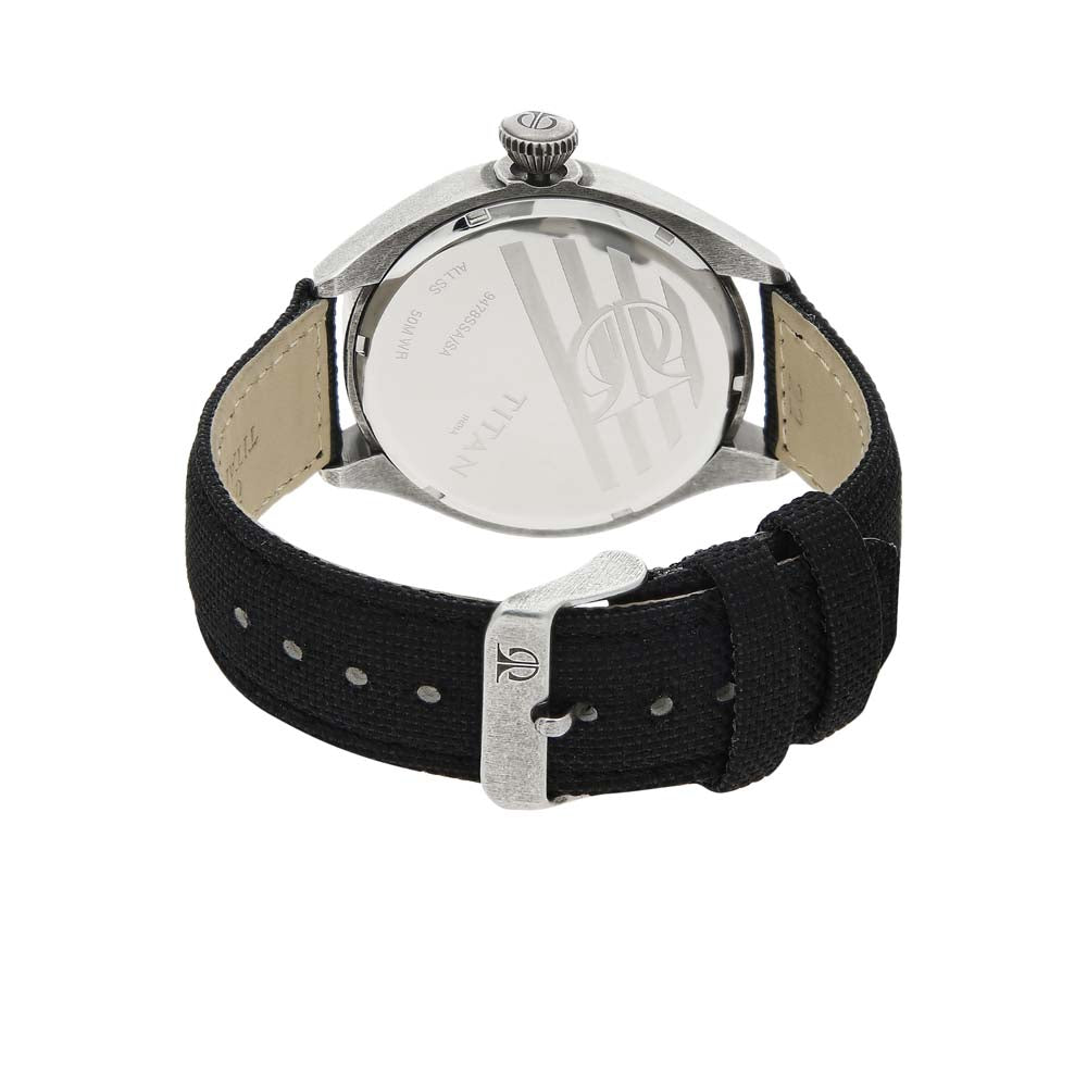 Titan Quartz Analog Black Dial Plastic Strap Watch for Men